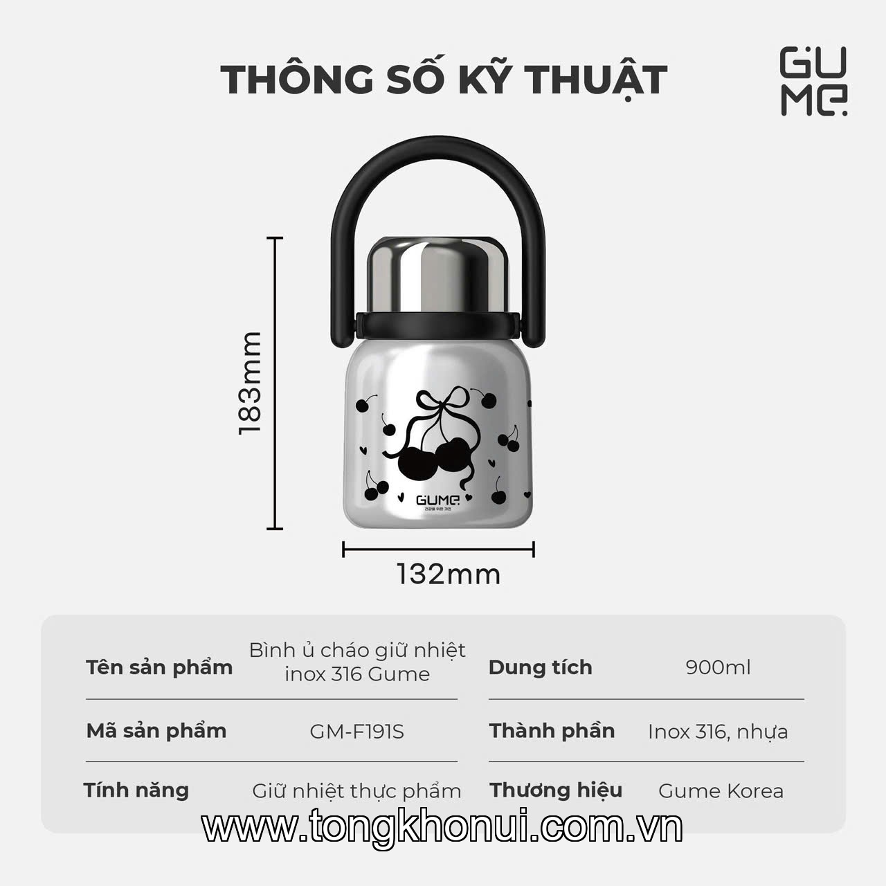BÌNH Ủ CHÁO GUME KOREA 900ML – GIỮ NHIỆT TIỆN LỢI, ĐA NĂNG CHO CẢ NHÀ ảnh 2