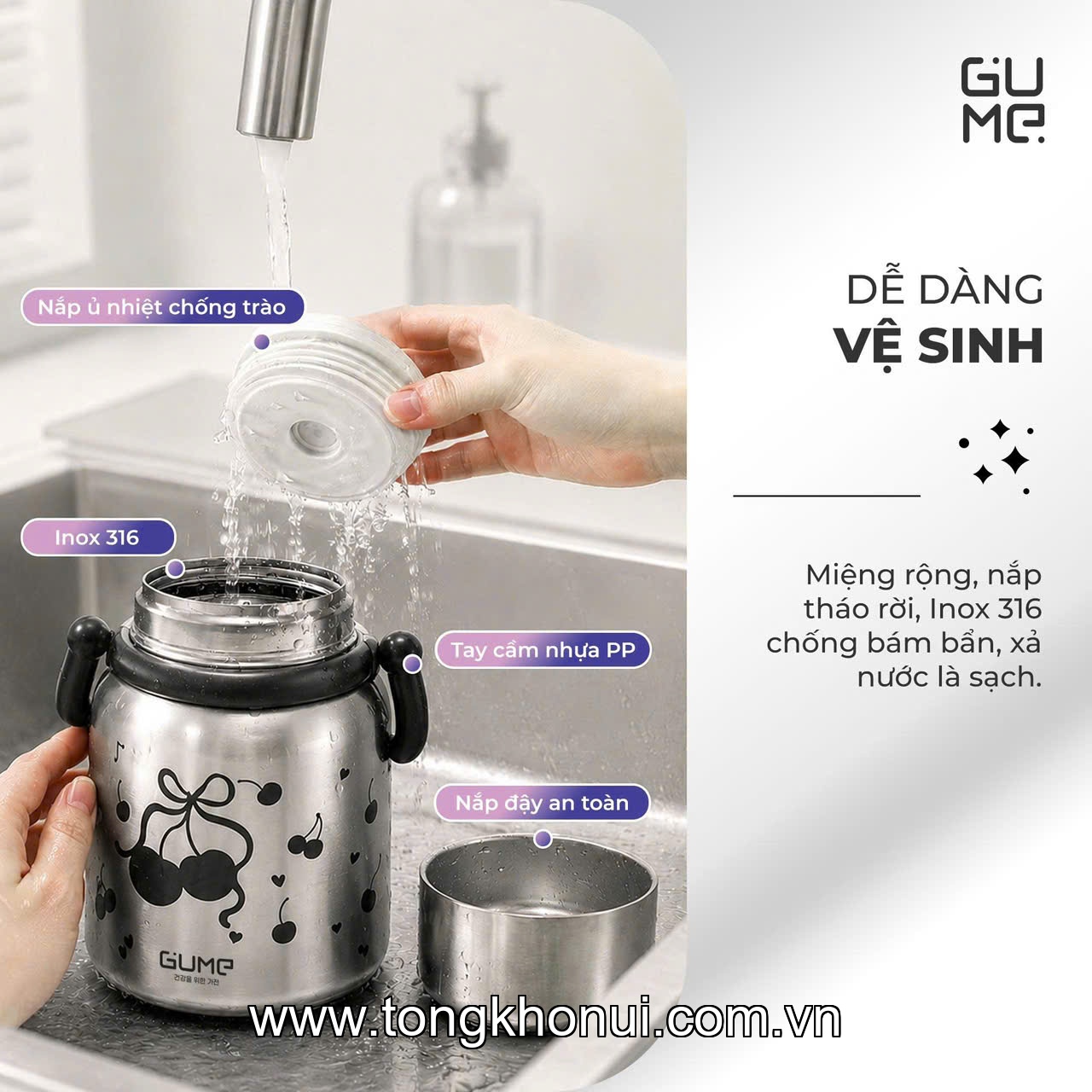 BÌNH Ủ CHÁO GUME KOREA 900ML – GIỮ NHIỆT TIỆN LỢI, ĐA NĂNG CHO CẢ NHÀ ảnh 7