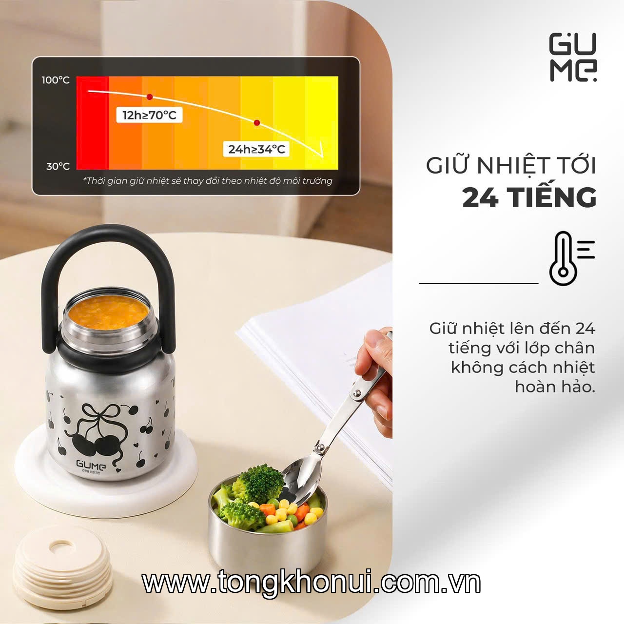 BÌNH Ủ CHÁO GUME KOREA 900ML – GIỮ NHIỆT TIỆN LỢI, ĐA NĂNG CHO CẢ NHÀ ảnh 8