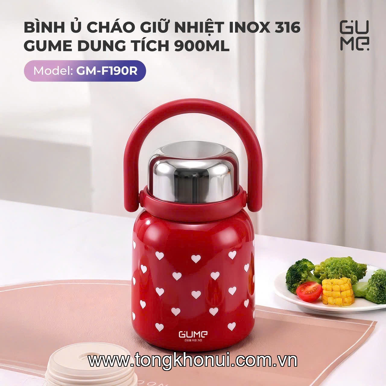 BÌNH Ủ CHÁO GUME KOREA 900ML – GIỮ NHIỆT TIỆN LỢI, ĐA NĂNG CHO CẢ NHÀ ảnh 19