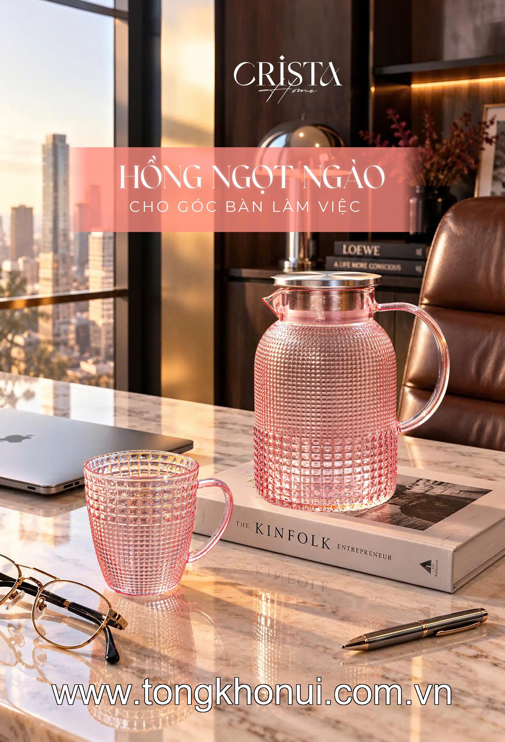 Bộ 6 cốc thủy tinh vân hạt sương mai có quai 420ml CRISTA HOME, 60306-G màu xanh lá ảnh 13