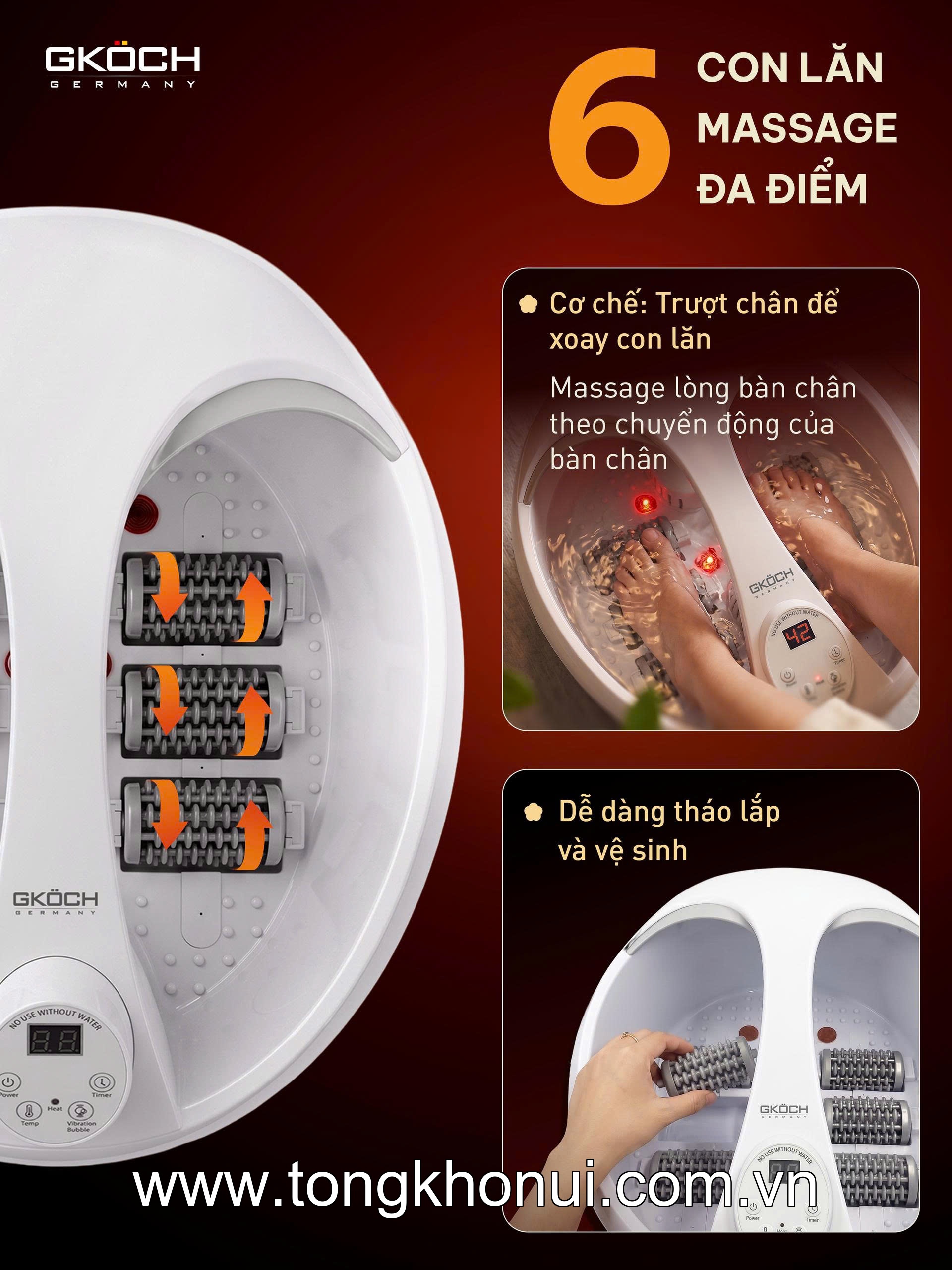 Bồn ngâm chân massage Gkoch, model SS-606D ảnh 2