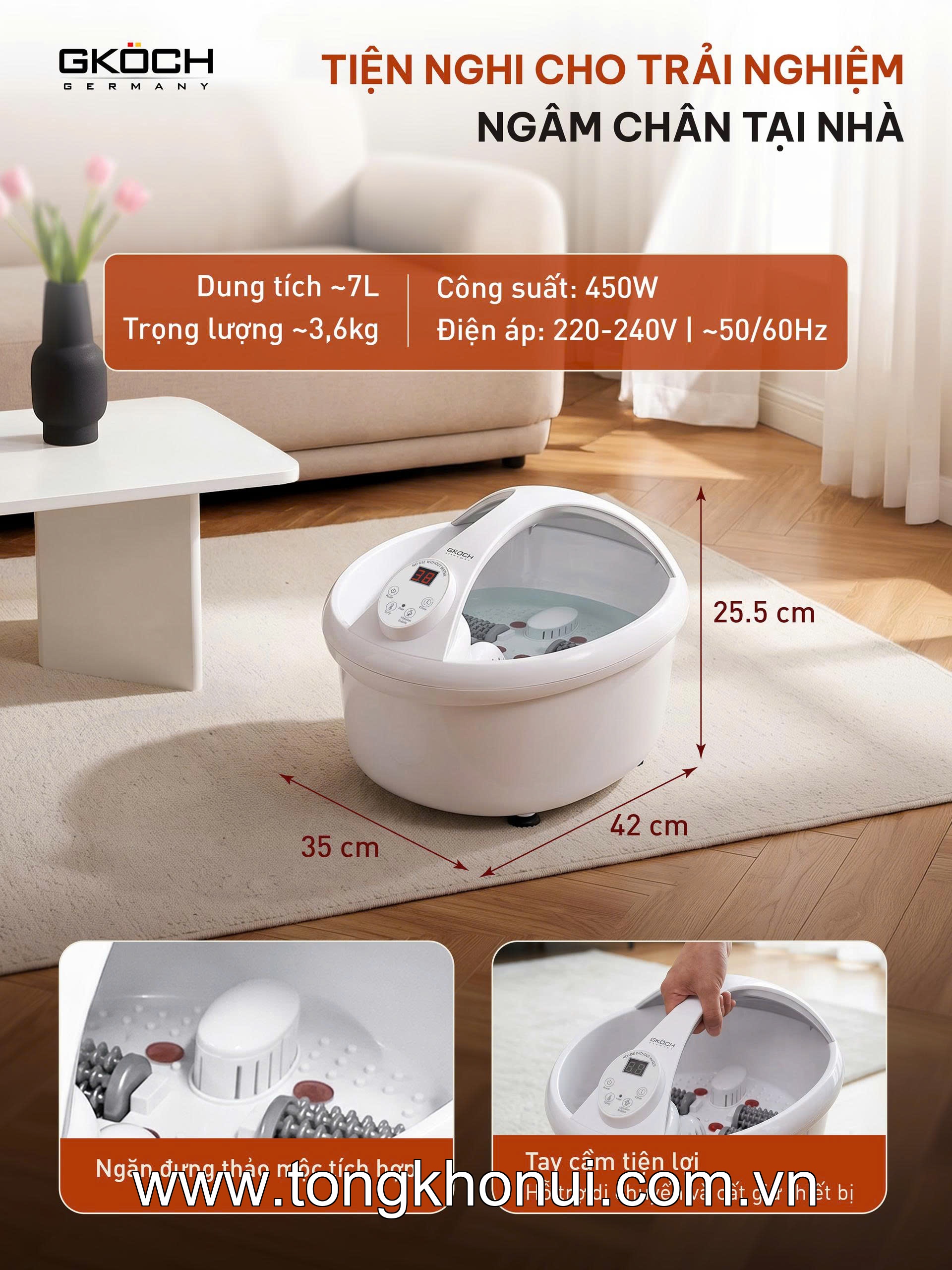 Bồn ngâm chân massage Gkoch, model SS-606D ảnh 8