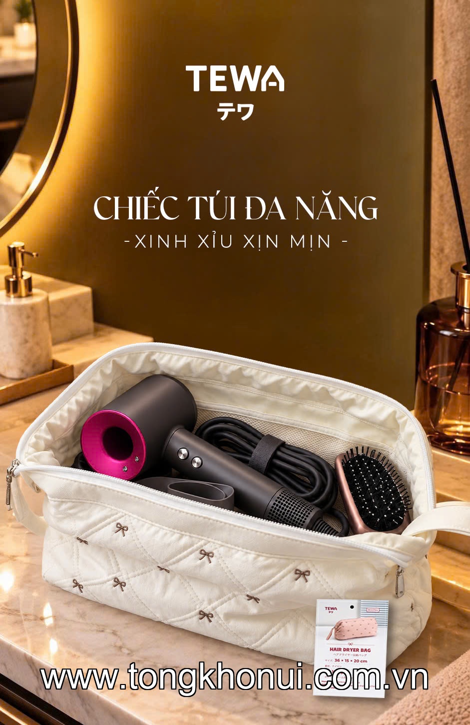TÚI ĐỰNG MÁY SẤY TÓC & MỸ PHẨM ĐA NĂNG TEWA 80094 – GỌN GÀNG, XINH XẮN ảnh 7