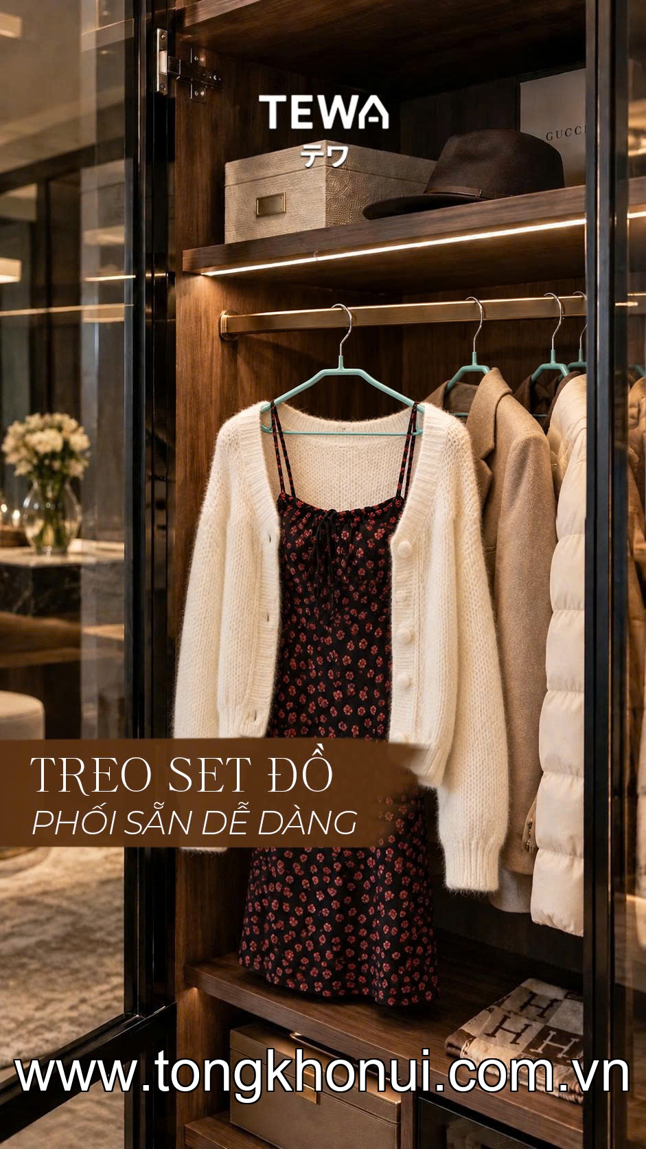 BỘ 10 MẮC TREO QUẦN ÁO BẢN RỘNG 45×21CM TEWA 80104 ảnh 6