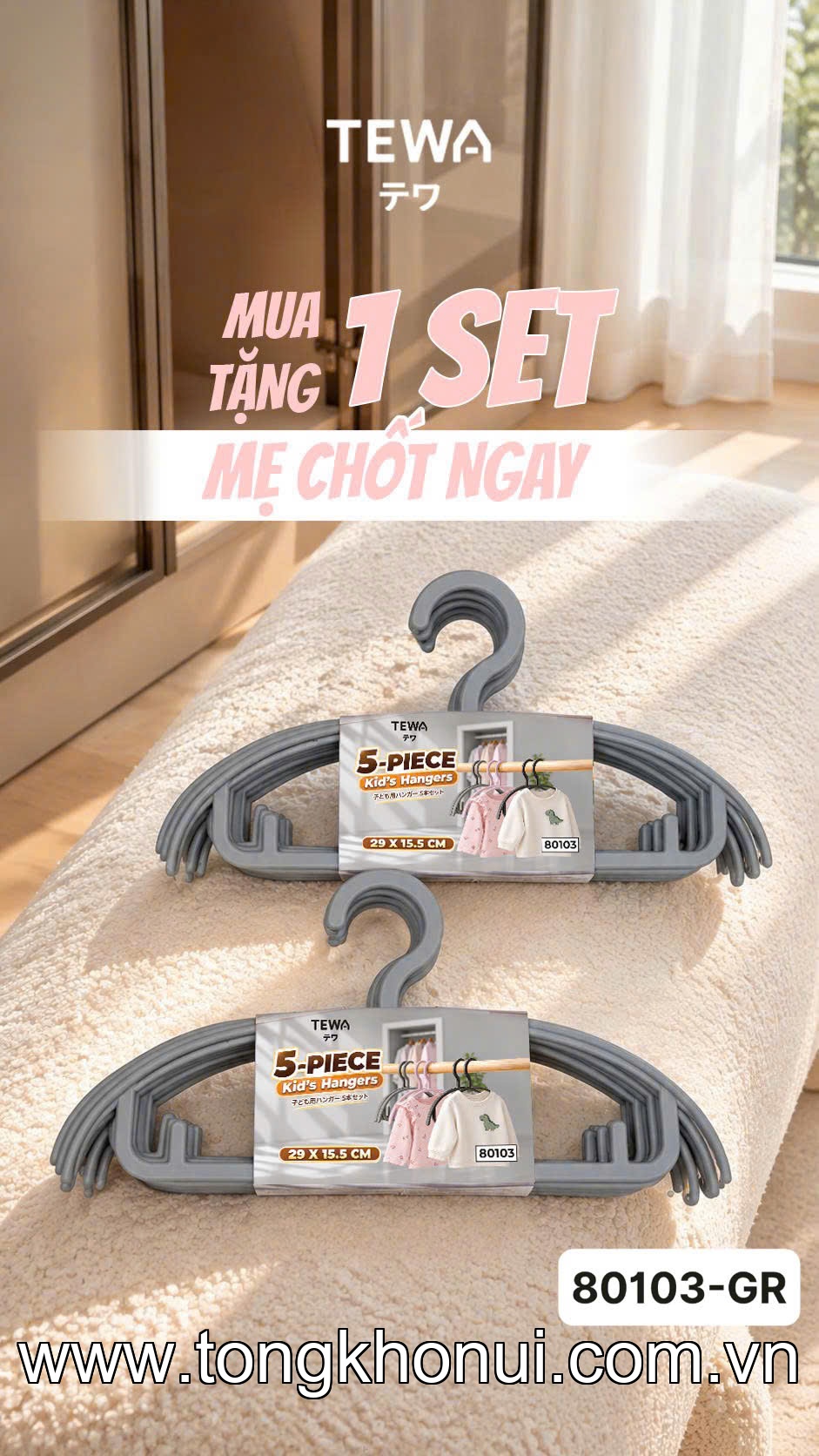 BỘ 10 MÓC TREO QUẦN ÁO TRẺ EM TEWA 80103 – 29CM ảnh 19
