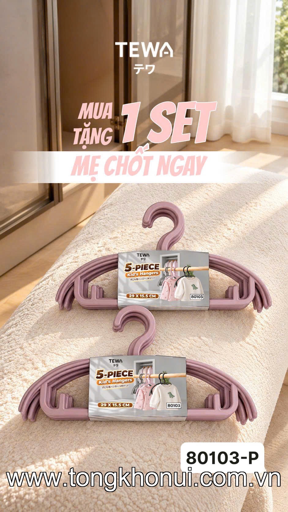BỘ 10 MÓC TREO QUẦN ÁO TRẺ EM TEWA 80103 – 29CM ảnh 20
