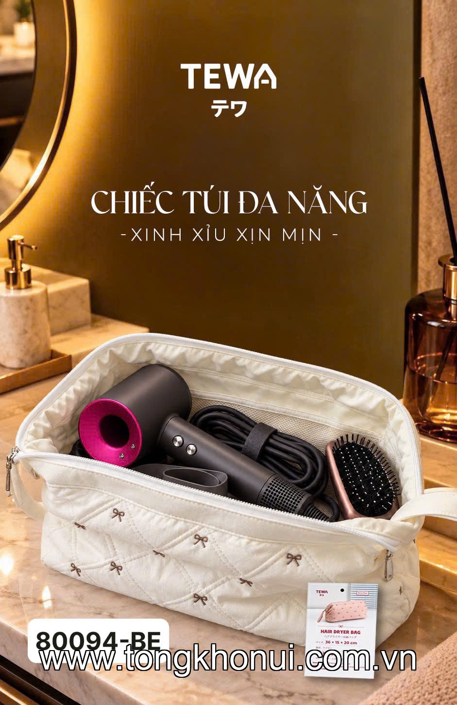 TÚI ĐỰNG MÁY SẤY TÓC & MỸ PHẨM ĐA NĂNG TEWA 80094 – GỌN GÀNG, XINH XẮN ảnh 18
