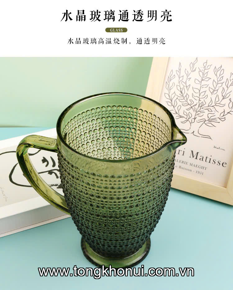Bình thuỷ tinh đựng nước hạt cườm 1288ml Donahome, DN-BN-6C, màu Xanh ảnh 5