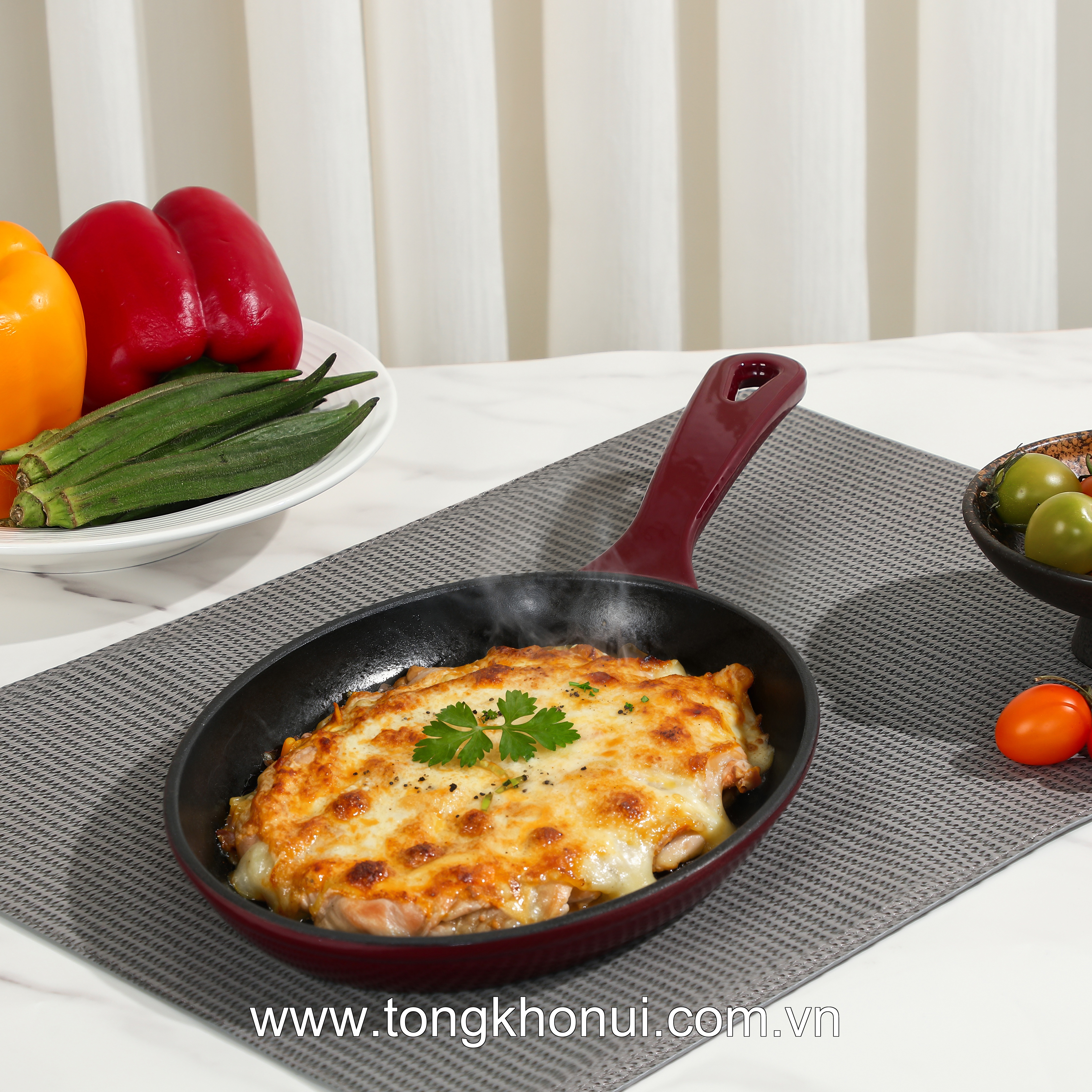 Chảo Oliu Casta R909 Reichmann Kochin trắng, đỏ 25cm, gang đúc tráng men, model: RK-AL909P25-W, RK-AL909P25-R ảnh 4