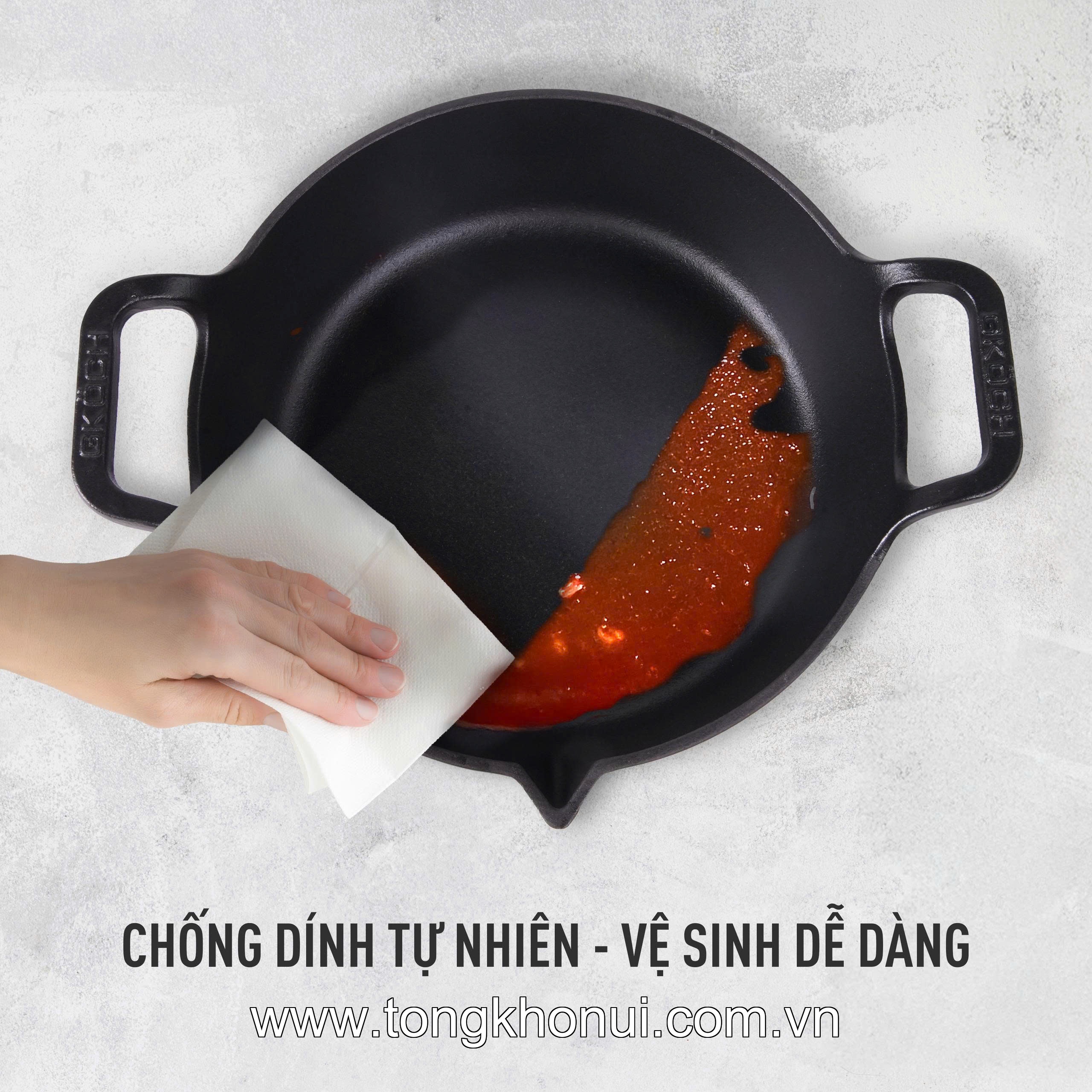 Chảo gang mỏ quạ nắp kính GKOCH 24cm CIP-21A ảnh 4