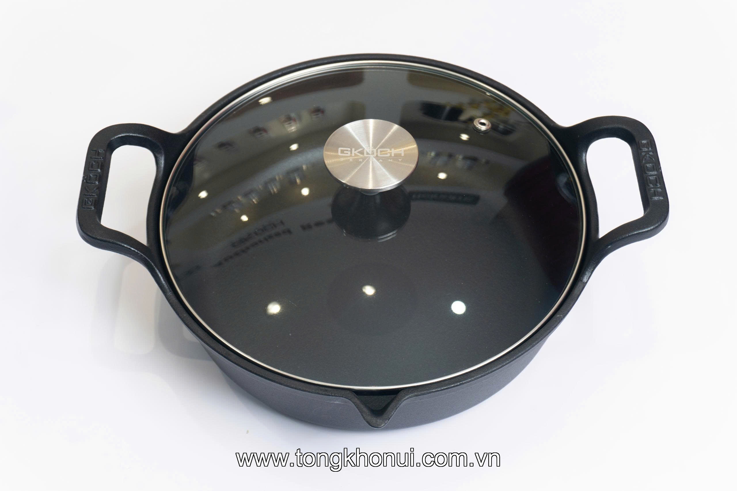 Chảo gang mỏ quạ nắp kính GKOCH 24cm CIP-21A ảnh 9