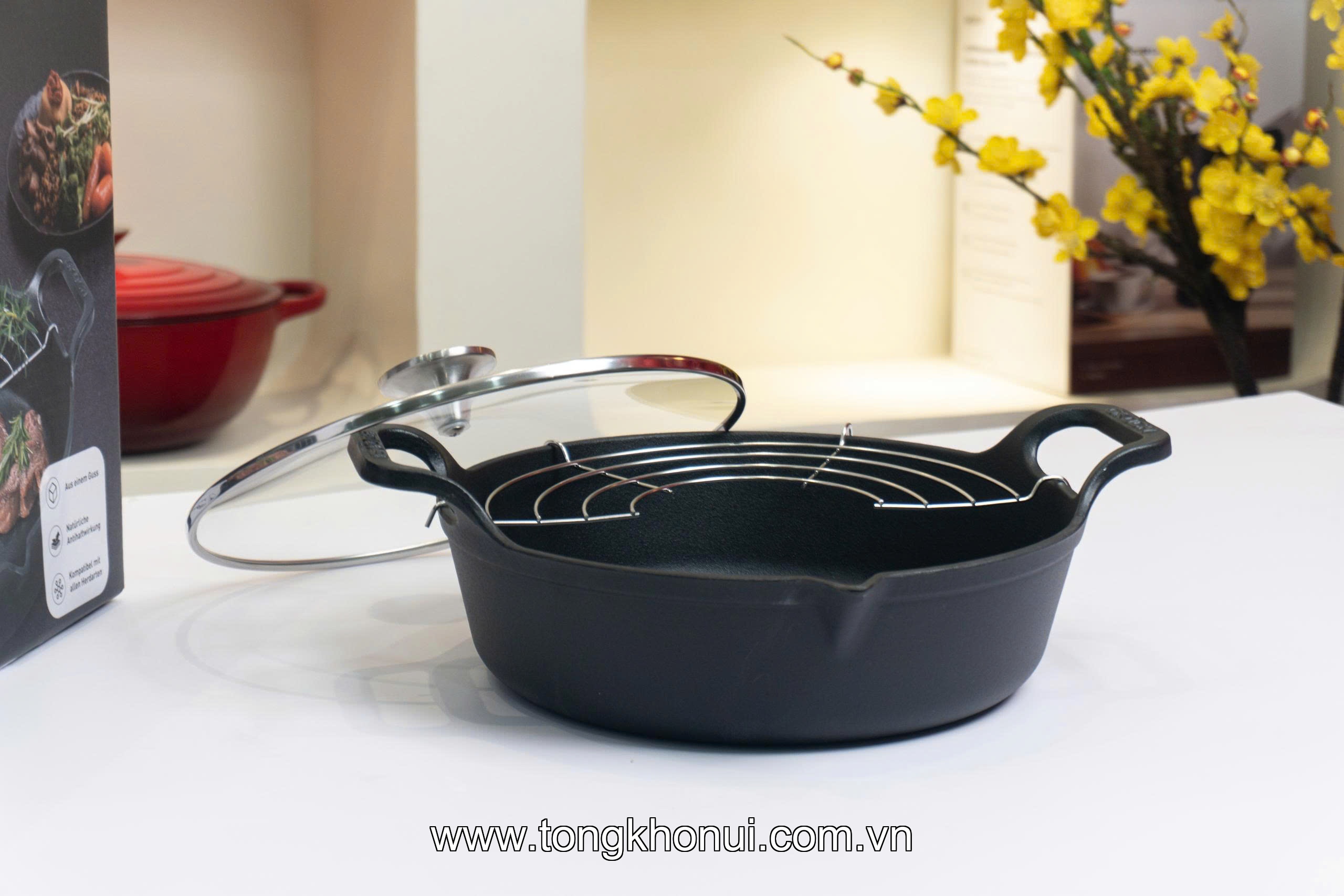 Chảo gang mỏ quạ nắp kính GKOCH 24cm CIP-21A ảnh 10