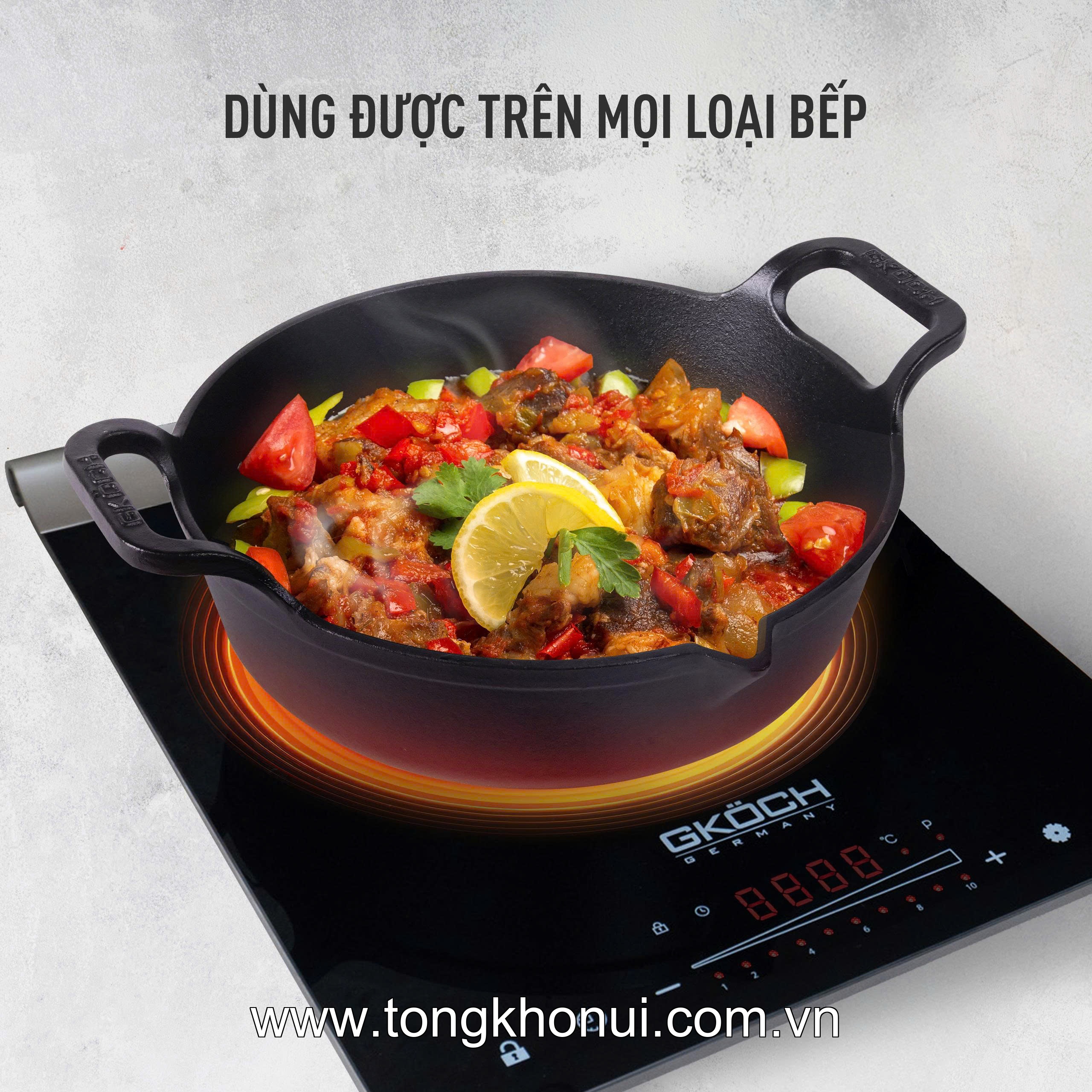 Chảo gang mỏ quạ nắp kính GKOCH 24cm CIP-21A ảnh 11