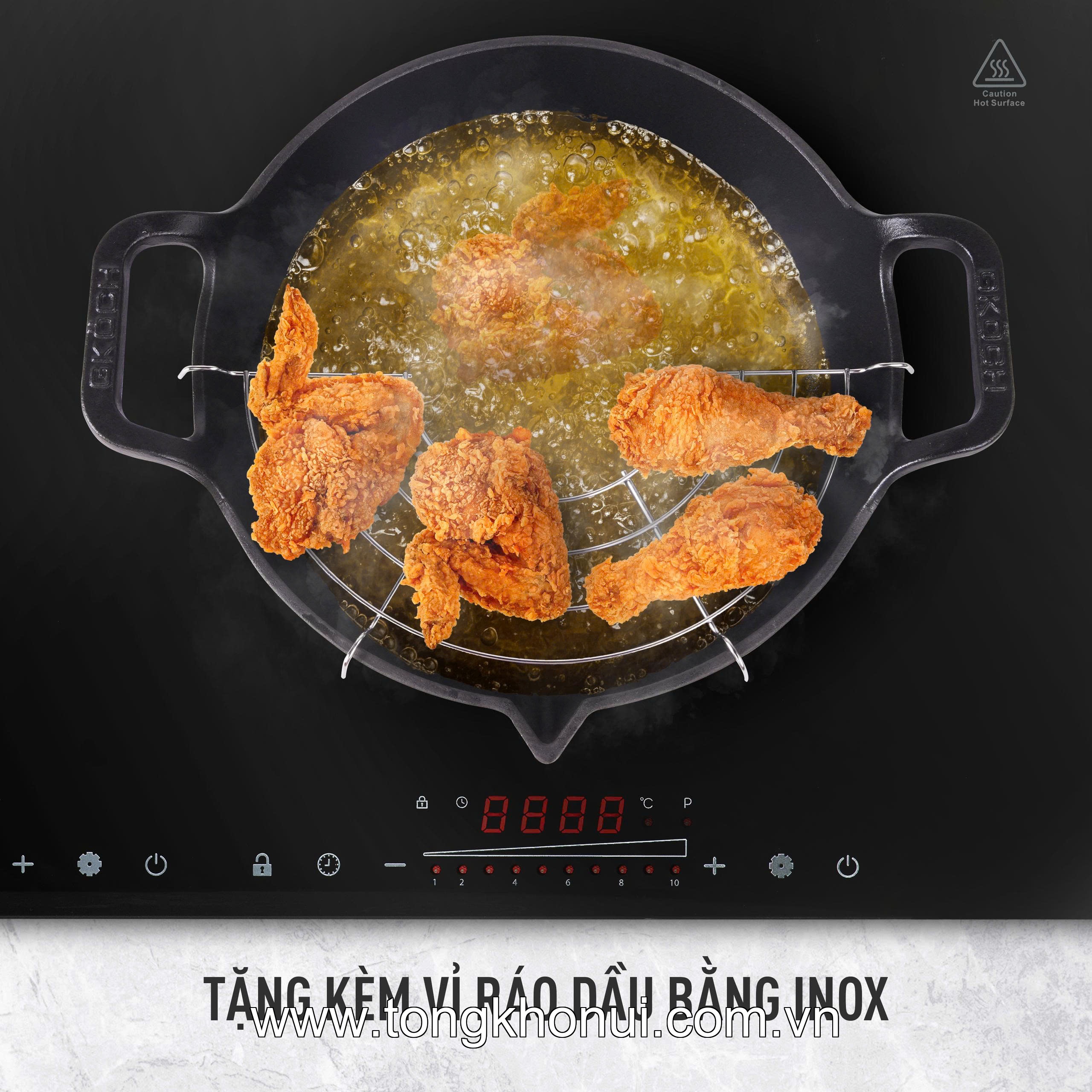 Chảo gang mỏ quạ nắp kính GKOCH 24cm CIP-21A ảnh 12