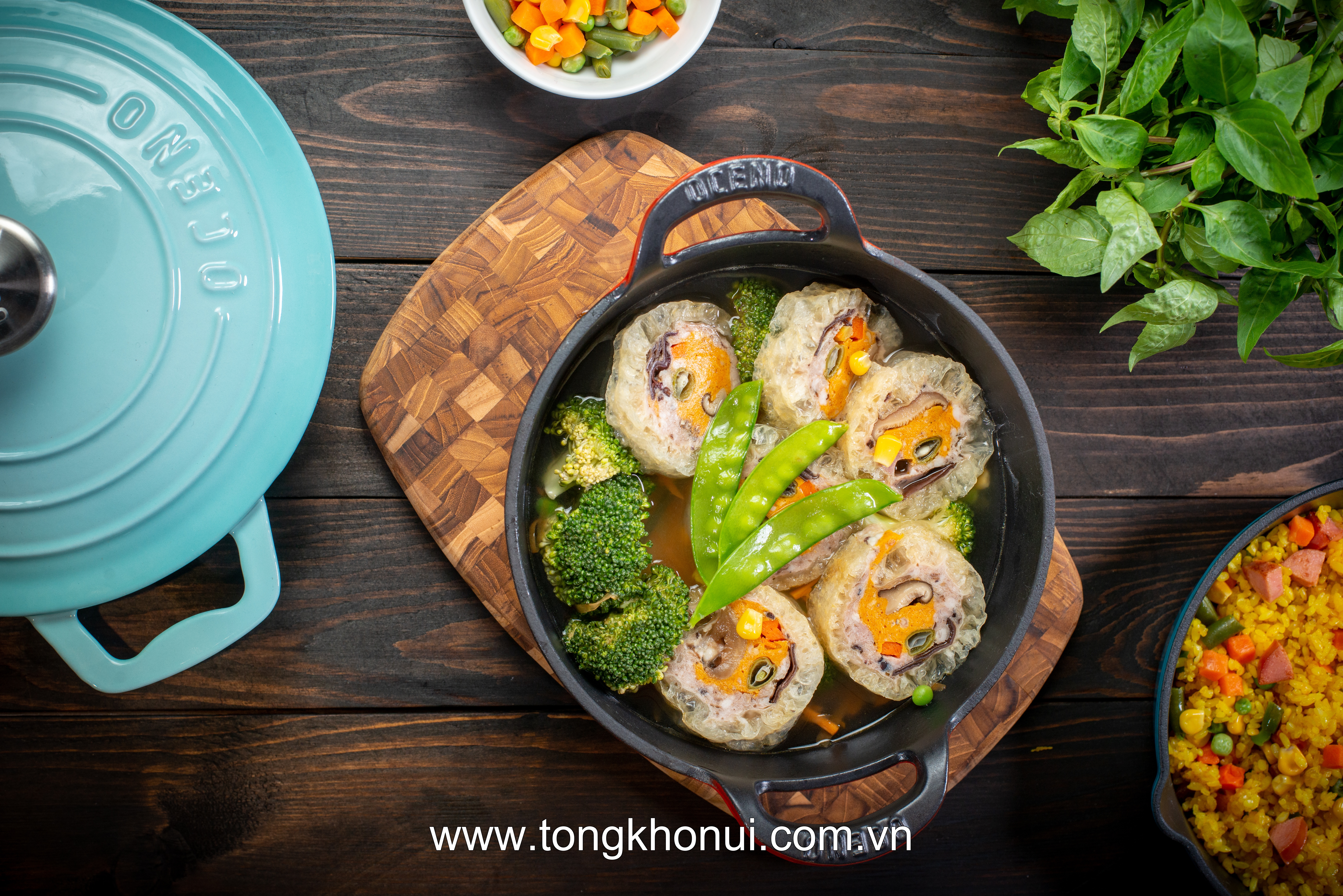 CHẢO GANG OCENO SÂU LÒNG CÓ VUNG KÍNH MÀU ĐỎ, XANH MINT 20CM – MÃ OSP-1297, OSP-1303 ảnh 6