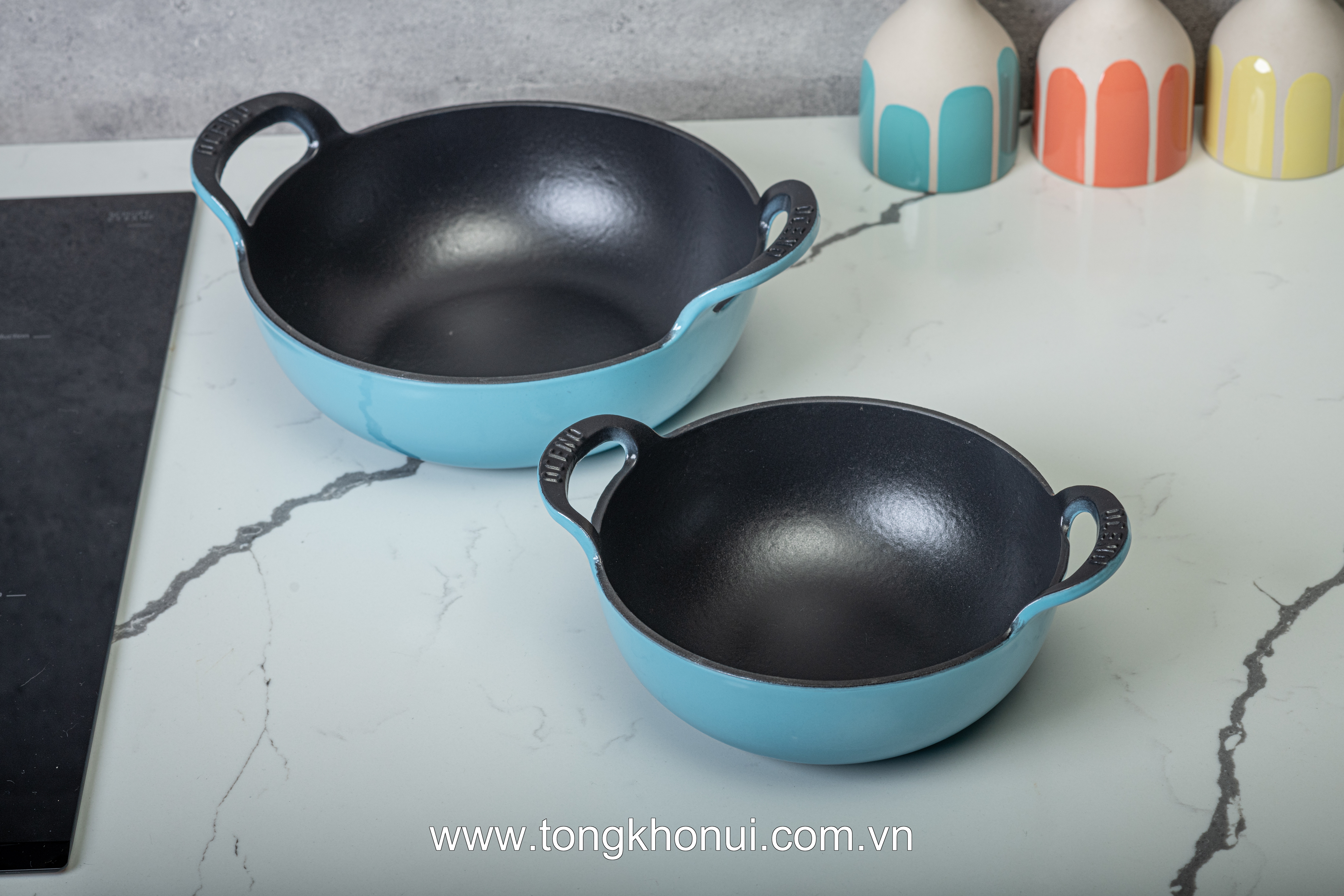 CHẢO GANG OCENO SÂU LÒNG CÓ VUNG KÍNH MÀU ĐỎ, XANH MINT 20CM – MÃ OSP-1297, OSP-1303 ảnh 8