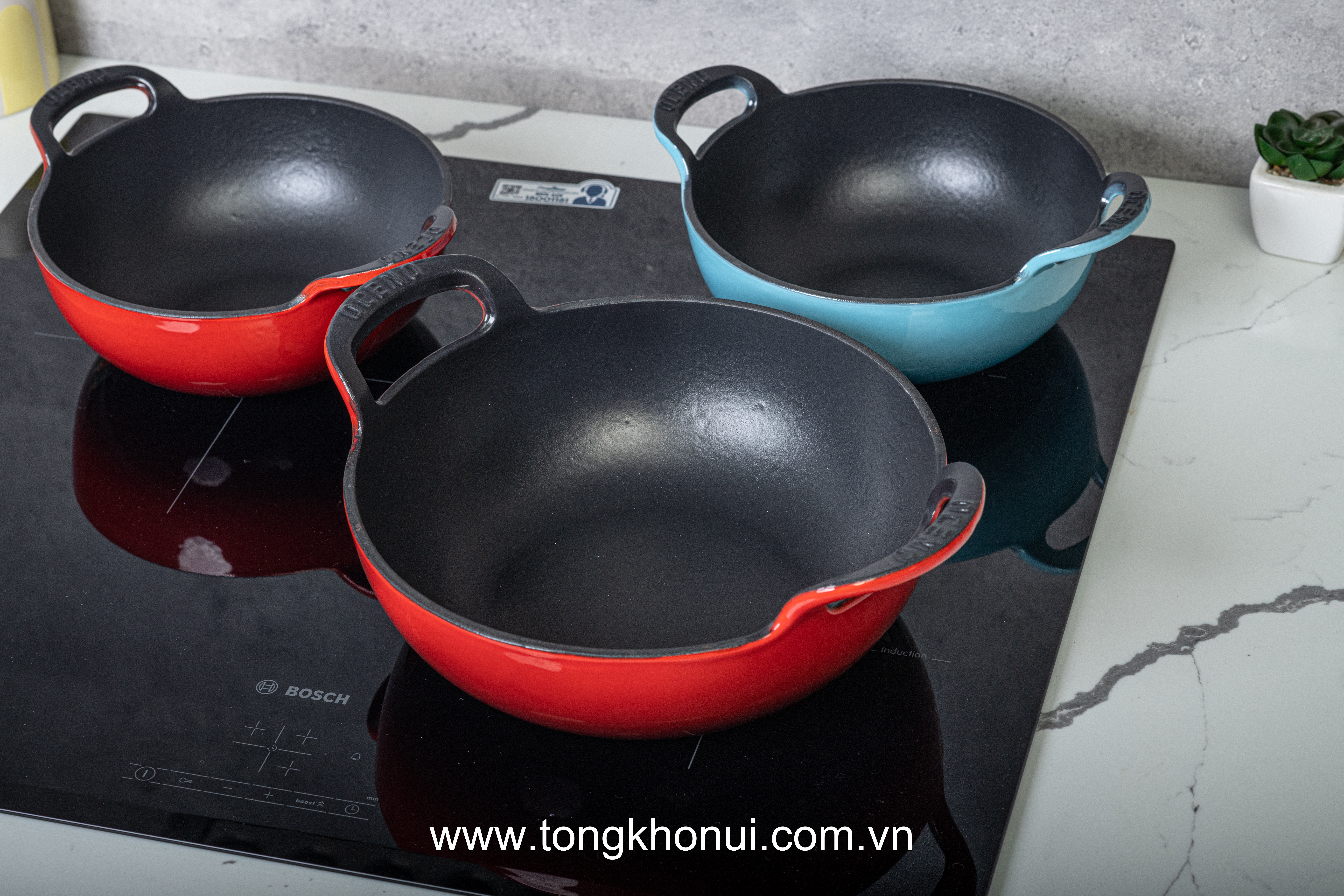 CHẢO GANG SÂU LÒNG OCENO VUNG KÍNH – 3 MÃU 2 SIZE | CHIÊN KHO OM GIỮ NHIỆT ĐỈNH, BÊ THẲNG LÊN BÀN TIỆC! ảnh 1