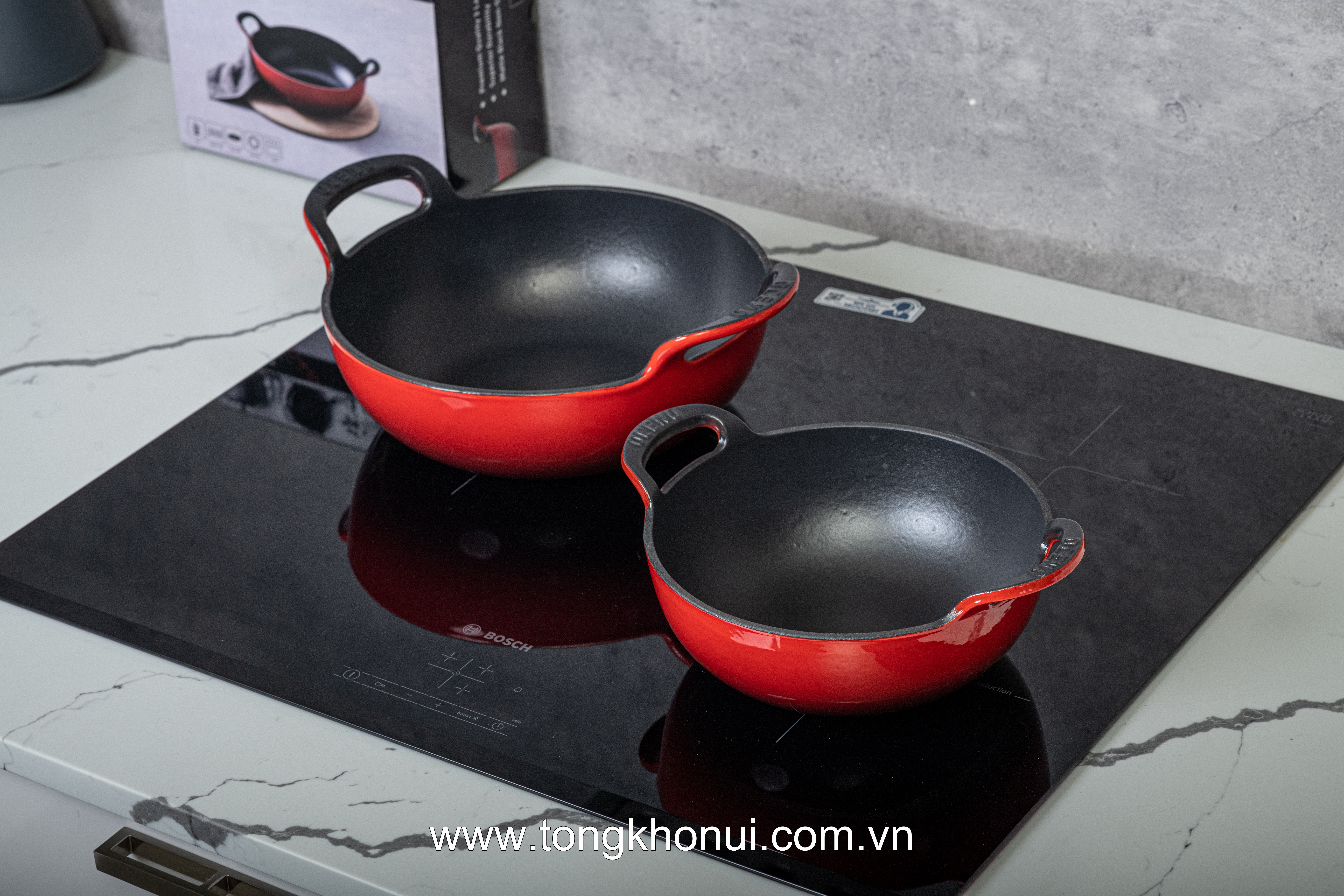 CHẢO GANG OCENO SÂU LÒNG CÓ VUNG KÍNH MÀU ĐỎ, XANH MINT 20CM – MÃ OSP-1297, OSP-1303 ảnh 10