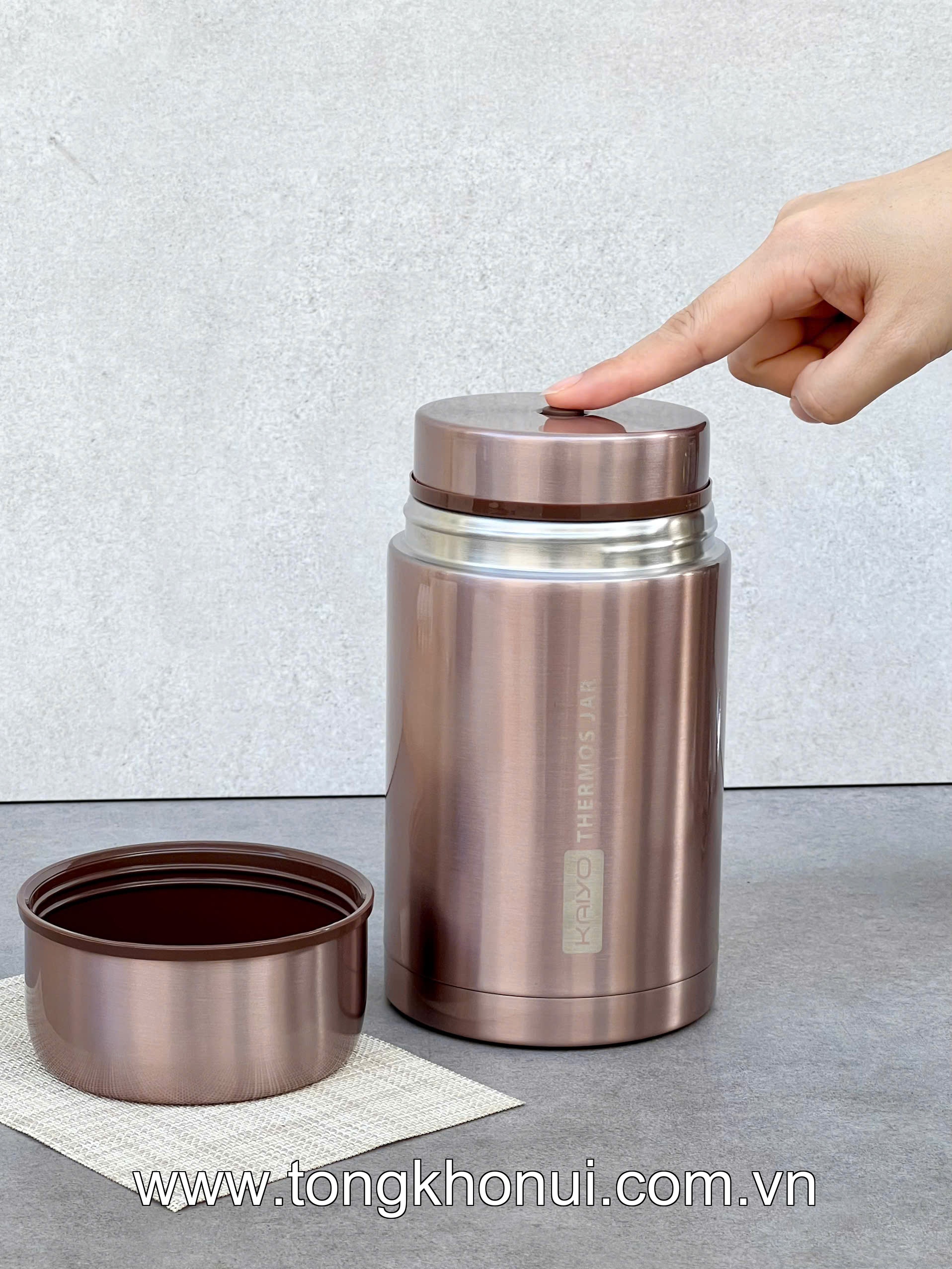 Bình ủ cháo Kaiyo, dung tích 1000ml, màu hồng, ghi thân hộp inox, cách nhiệt chân không ( KTJ-3444, KTJ-3451 ) ảnh 2