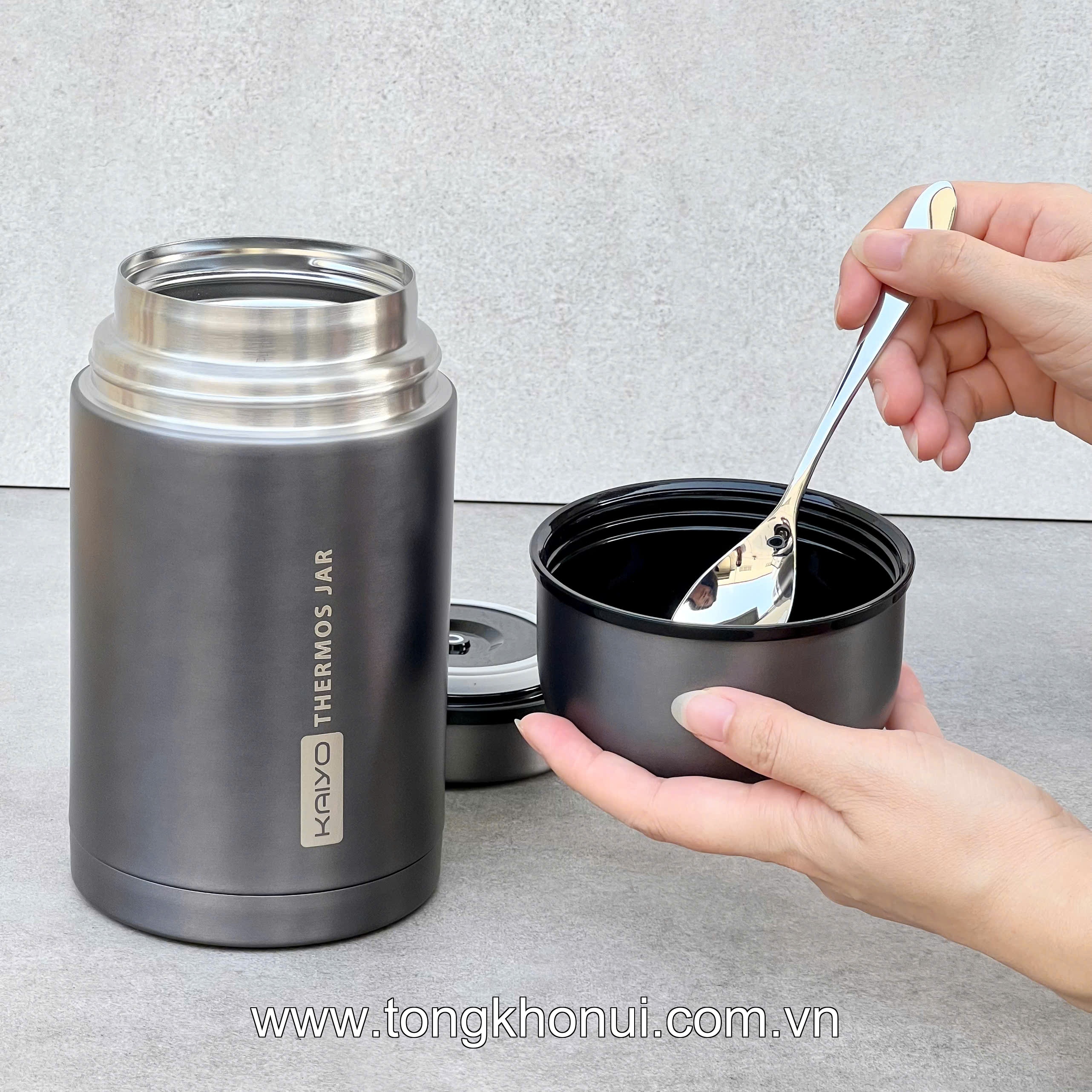 Bình ủ cháo Kaiyo, dung tích 1000ml, màu hồng, ghi thân hộp inox, cách nhiệt chân không ( KTJ-3444, KTJ-3451 ) ảnh 5
