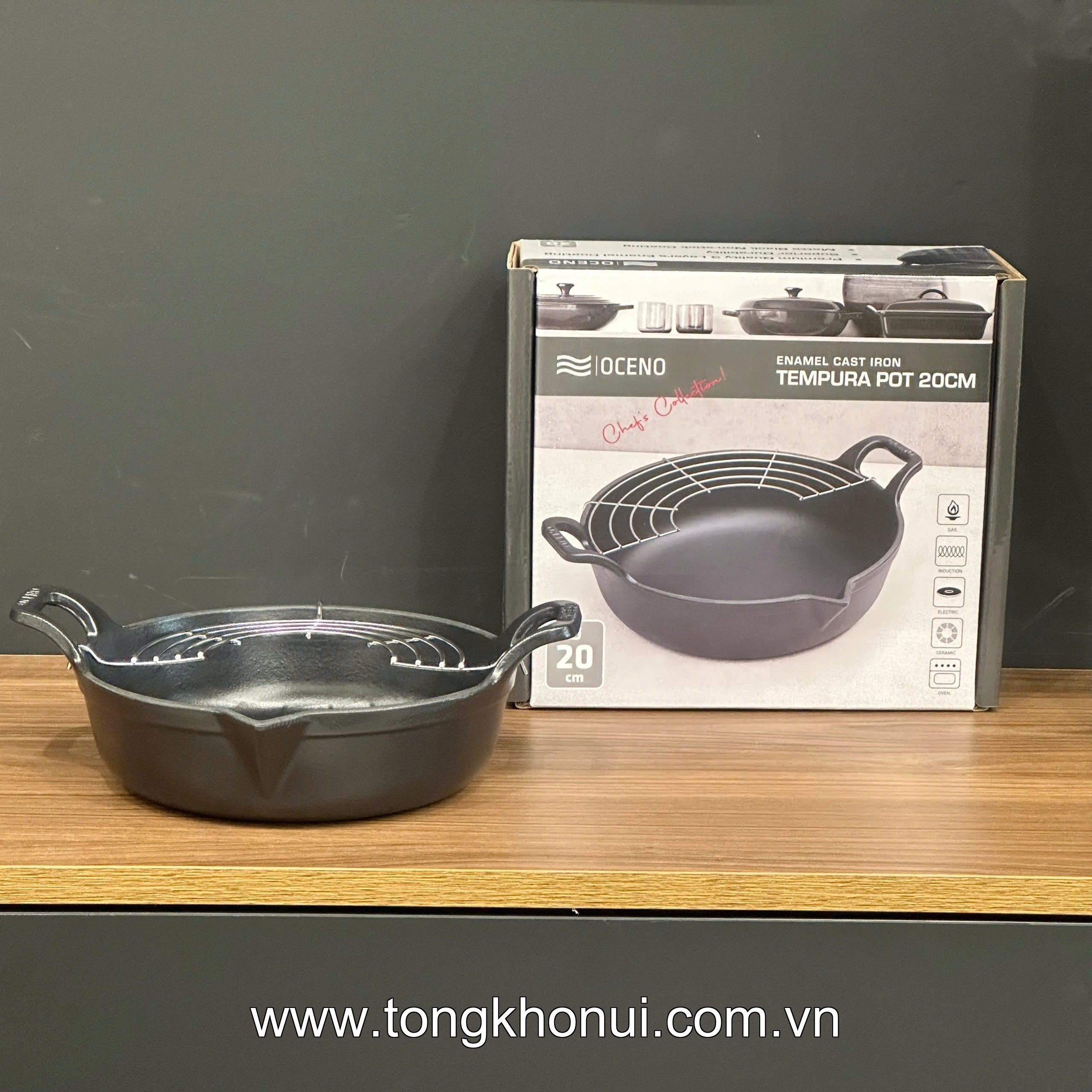 Chảo gang Oceno kèm giá gác size 20,24cm OFR-1242, OFR-1259 ảnh 8