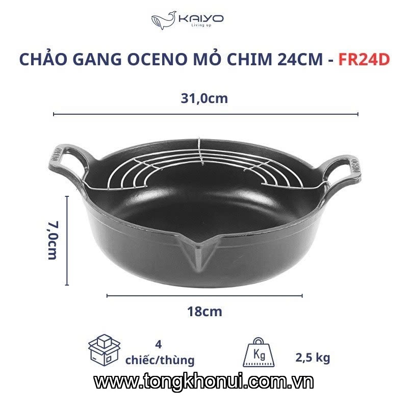 Chảo gang Oceno kèm giá gác size 20,24cm OFR-1242, OFR-1259 ảnh 15