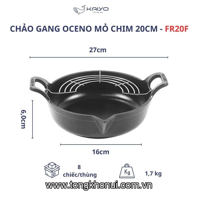 Chảo gang Oceno kèm giá gác size 20,24cm OFR-1242, OFR-1259 ảnh 16
