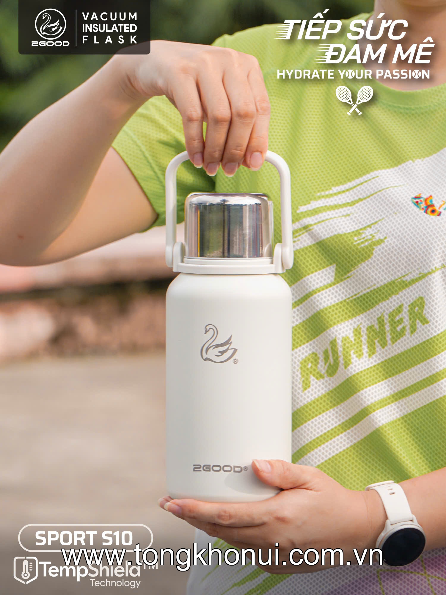 BÌNH GIỮ NHIỆT 2GOOD SPORT S10 1100ML – INOX 304, NẮP KIÊM CỐC, LỌC TRÀ, NÚT BẤM RÓT TIỆN LỢI, BẢO HÀNH 1 NĂM ảnh 5