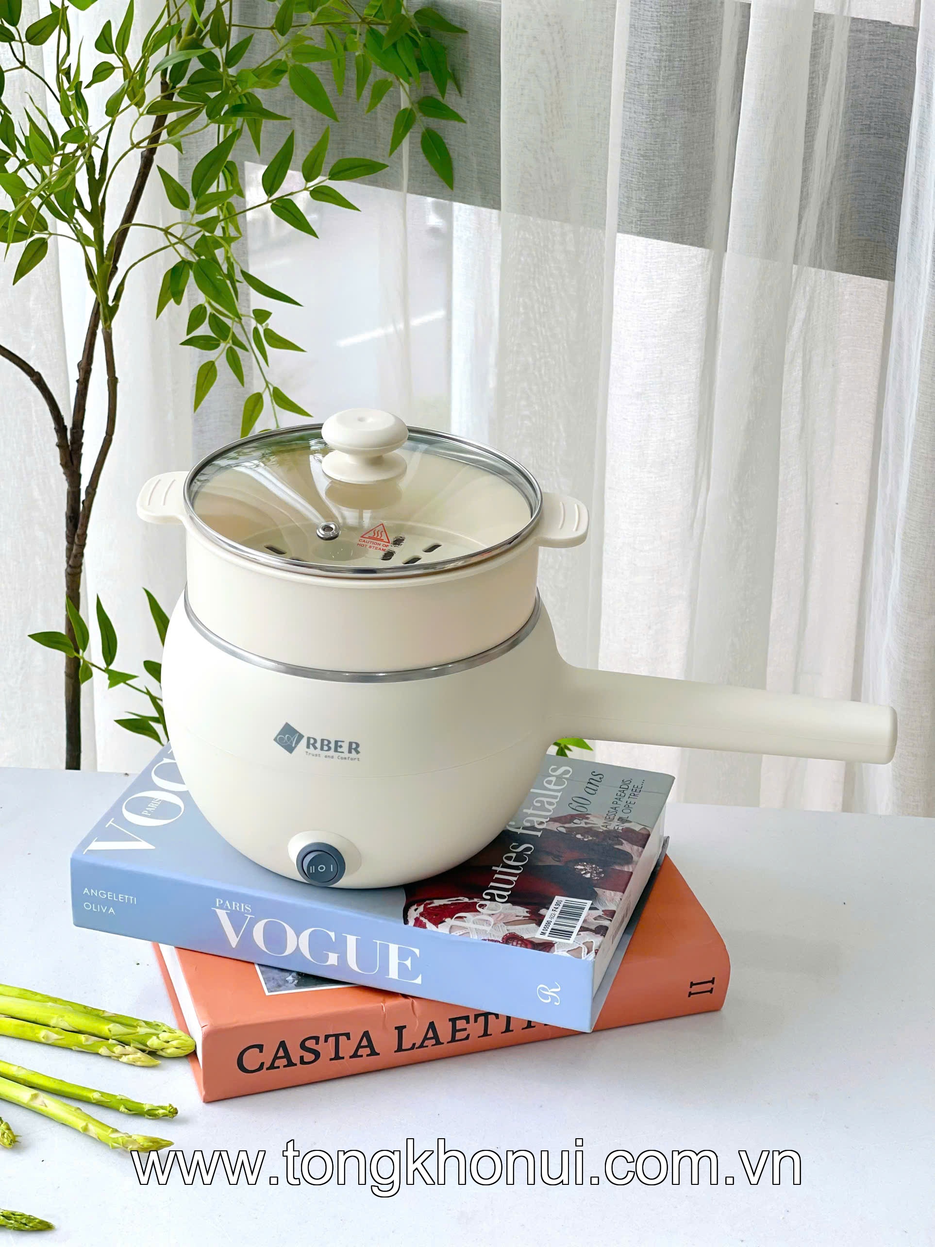 Nồi điện đa năng dáng bầu kèm xửng hấp, lòng inox 304 Arber DN07, 600W, 1.5L ảnh 1