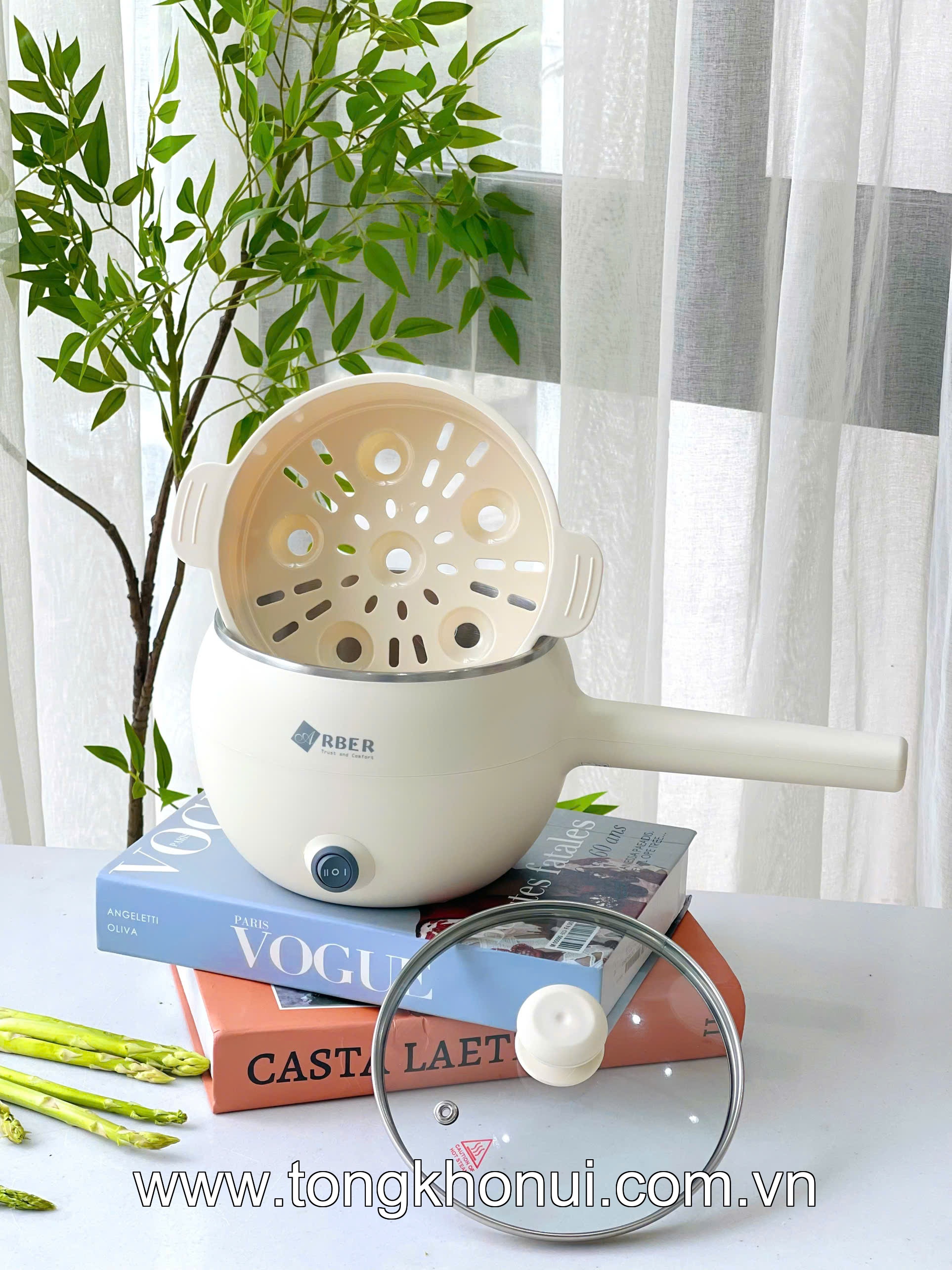 Nồi điện đa năng dáng bầu kèm xửng hấp, lòng inox 304 Arber DN07, 600W, 1.5L ảnh 2