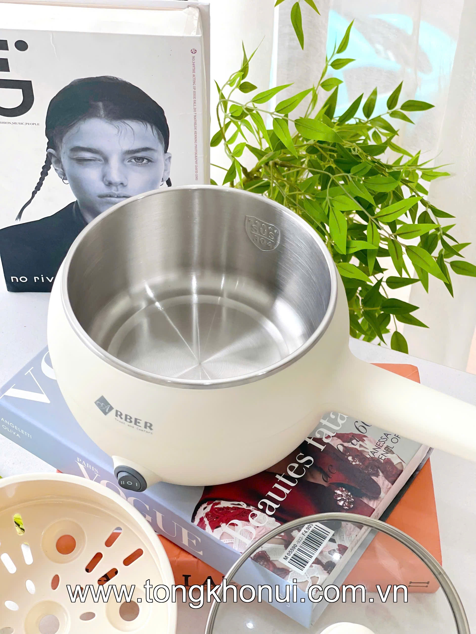 Nồi điện đa năng dáng bầu kèm xửng hấp, lòng inox 304 Arber DN07, 600W, 1.5L ảnh 4