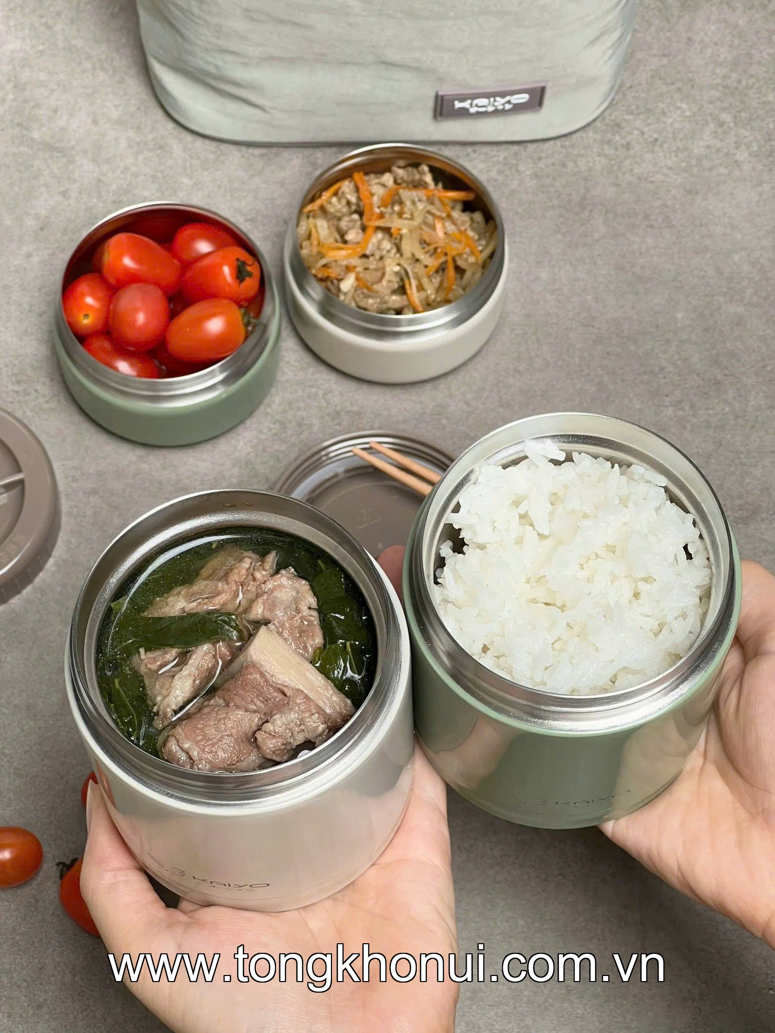 Bộ hộp cơm giữ nhiệt Kaiyo 5 món 1200ml KVL-3284, KVL-3291 ảnh 6