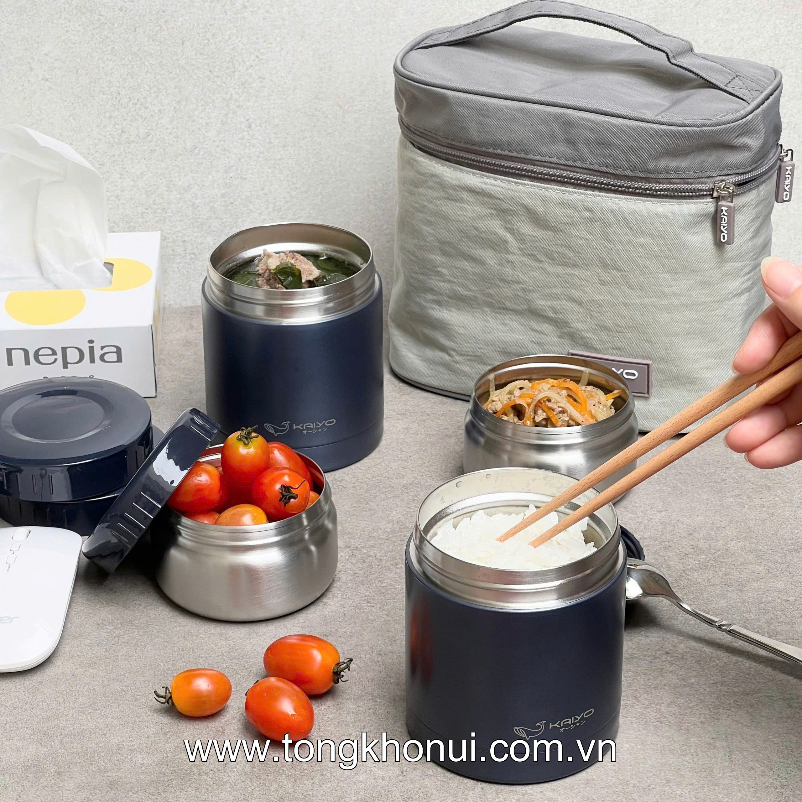 Bộ hộp cơm giữ nhiệt Kaiyo 5 món 1200ml KVL-3284, KVL-3291 ảnh 12