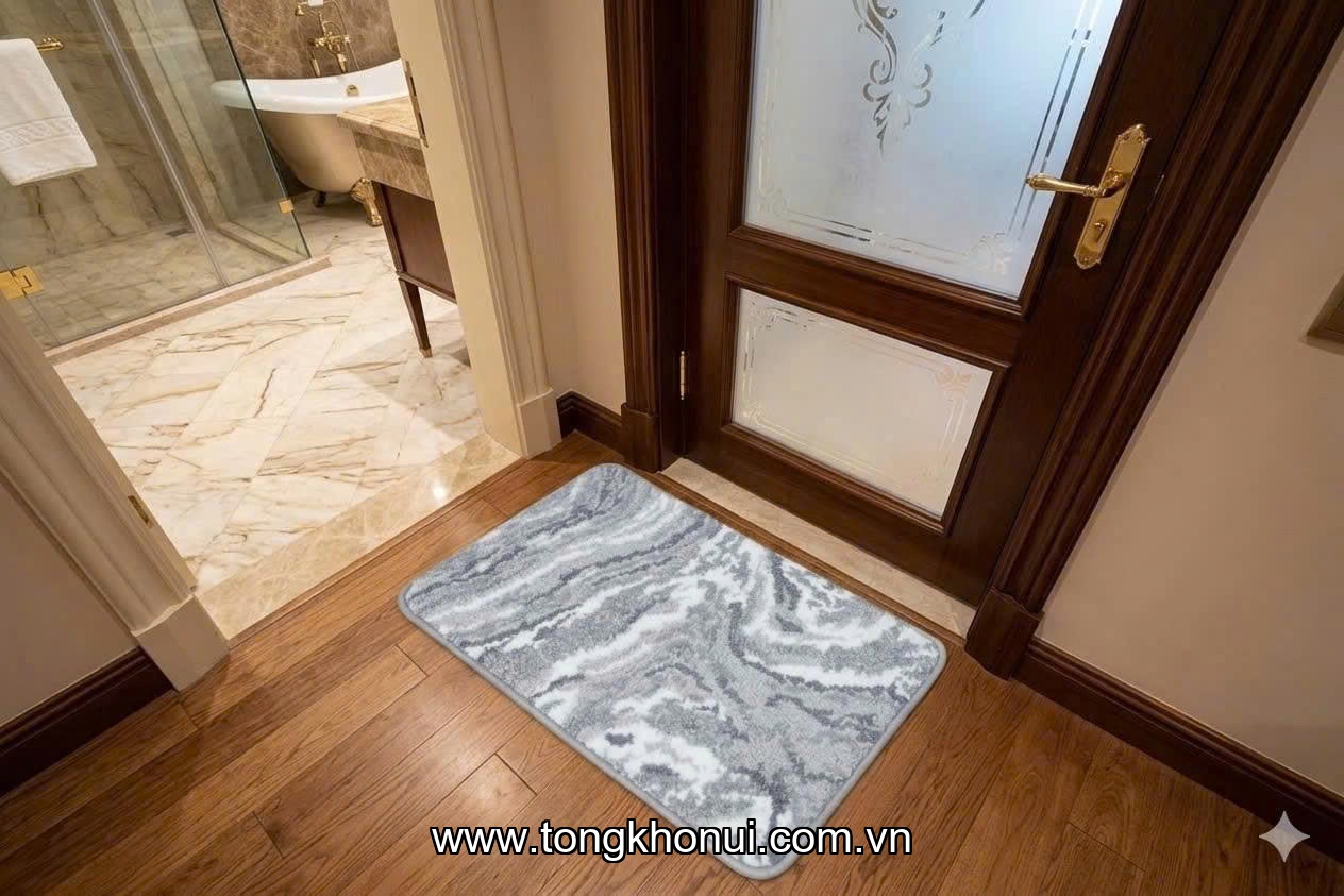THẢM NỈ VÂN ĐÁ MARBLE CAO CẤP MIMAT 40X60CM – MM01 VÀNG CÁT & MM02 GHI XÁM! ảnh 4