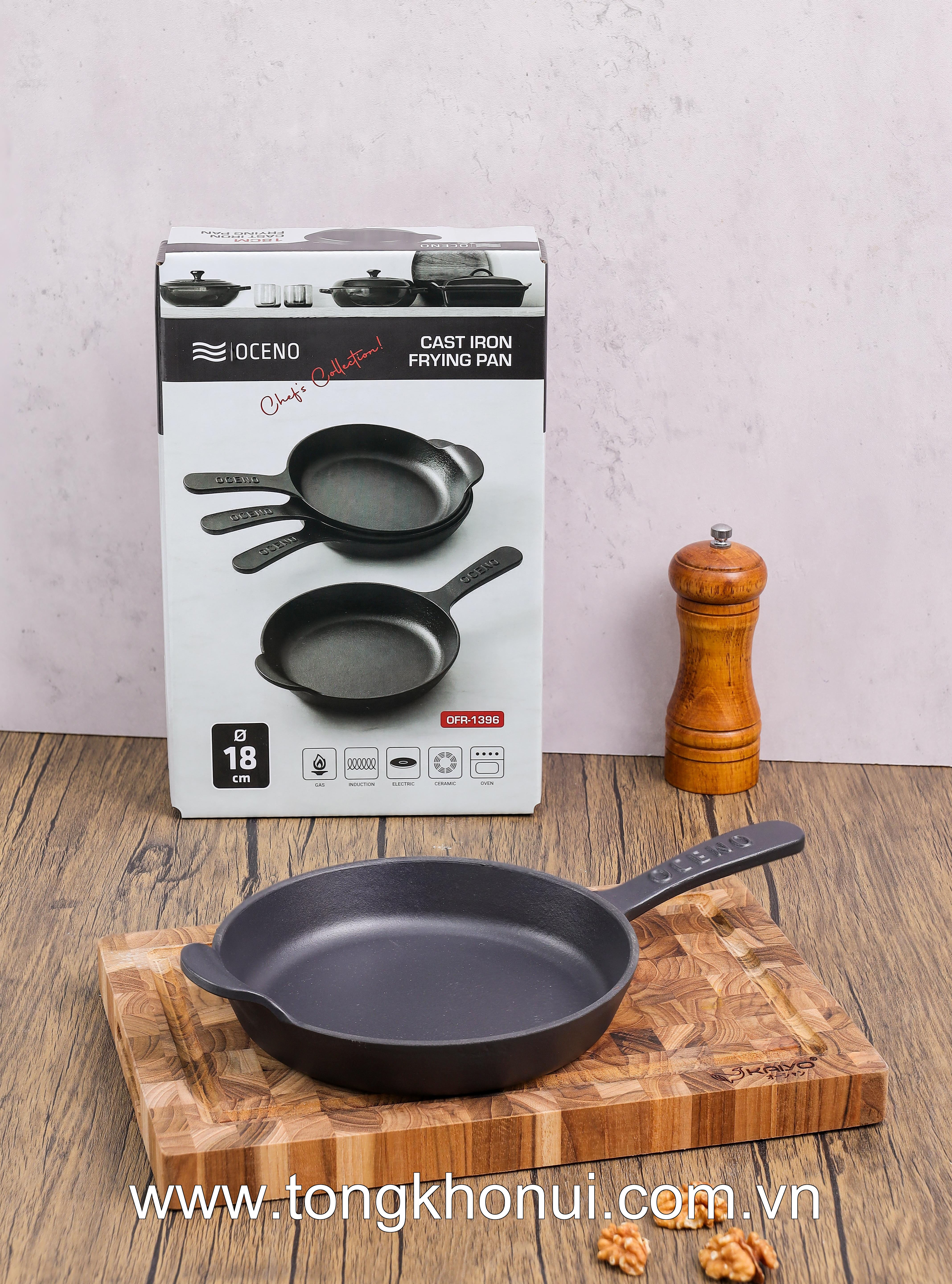 CHẢO GANG TRÒN HAI TAY CẦM OCENO – SIZE 18CM (OFR-1396) & 22CM (OFR-1402) ảnh 12