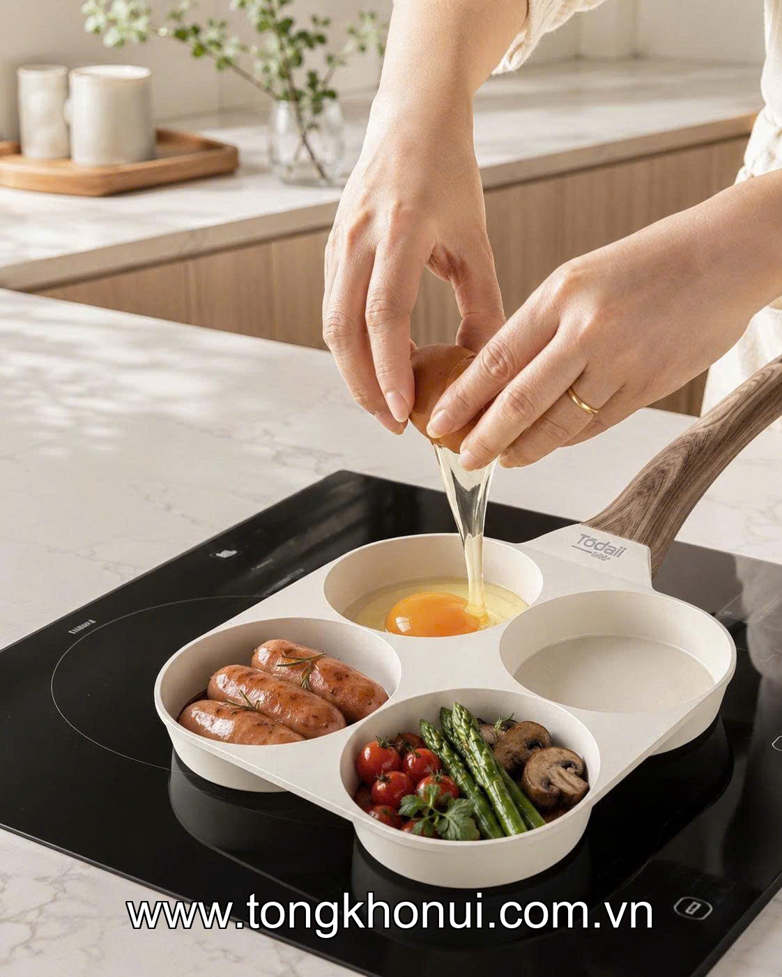 Chảo vuông nhôm đúc chia 4 ngăn chống dính Todaii . Mã TDI-4516100 ảnh 5
