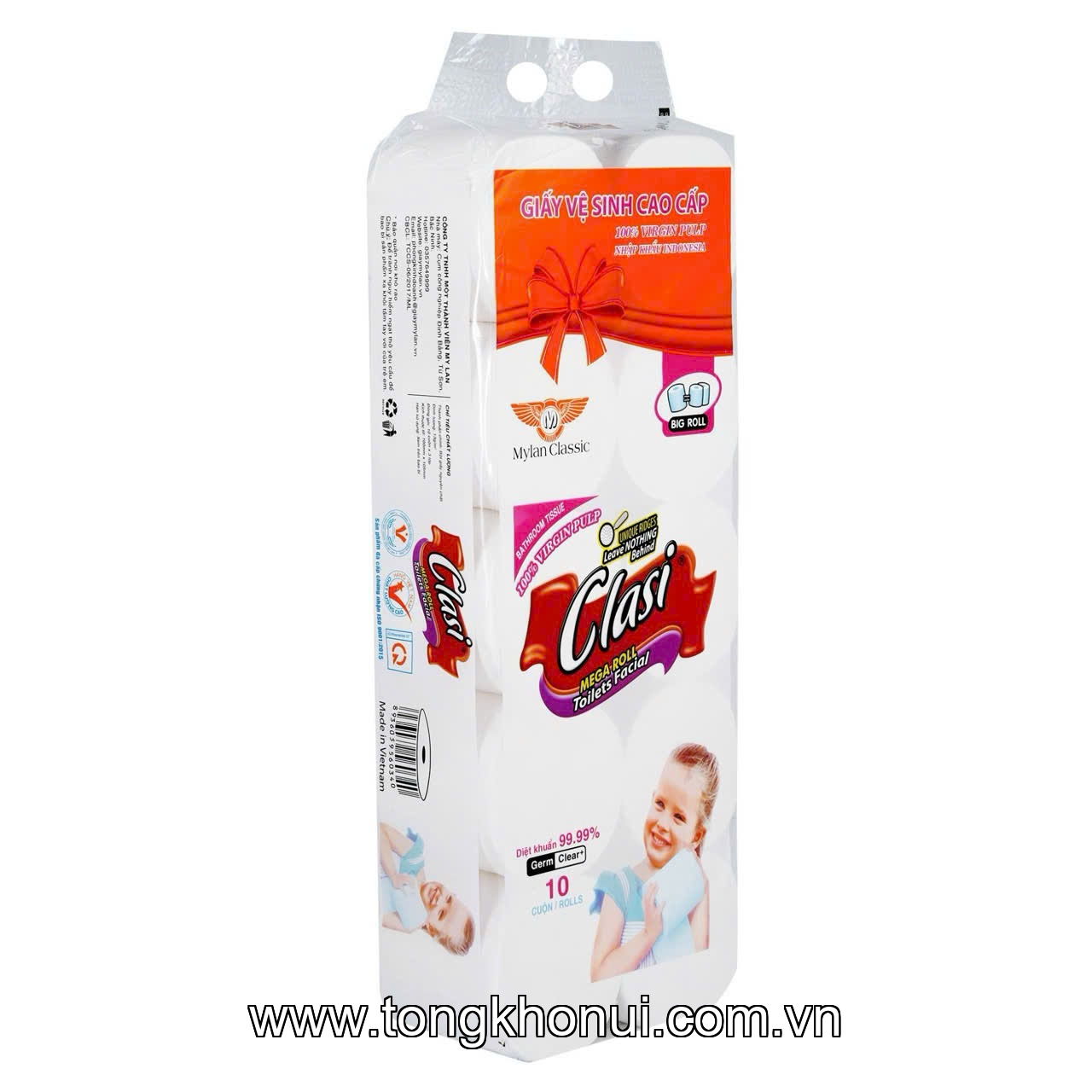 Giấy vệ sinh Clasi em bé rỗng Mylan (10 cuộn/dây) ảnh 1