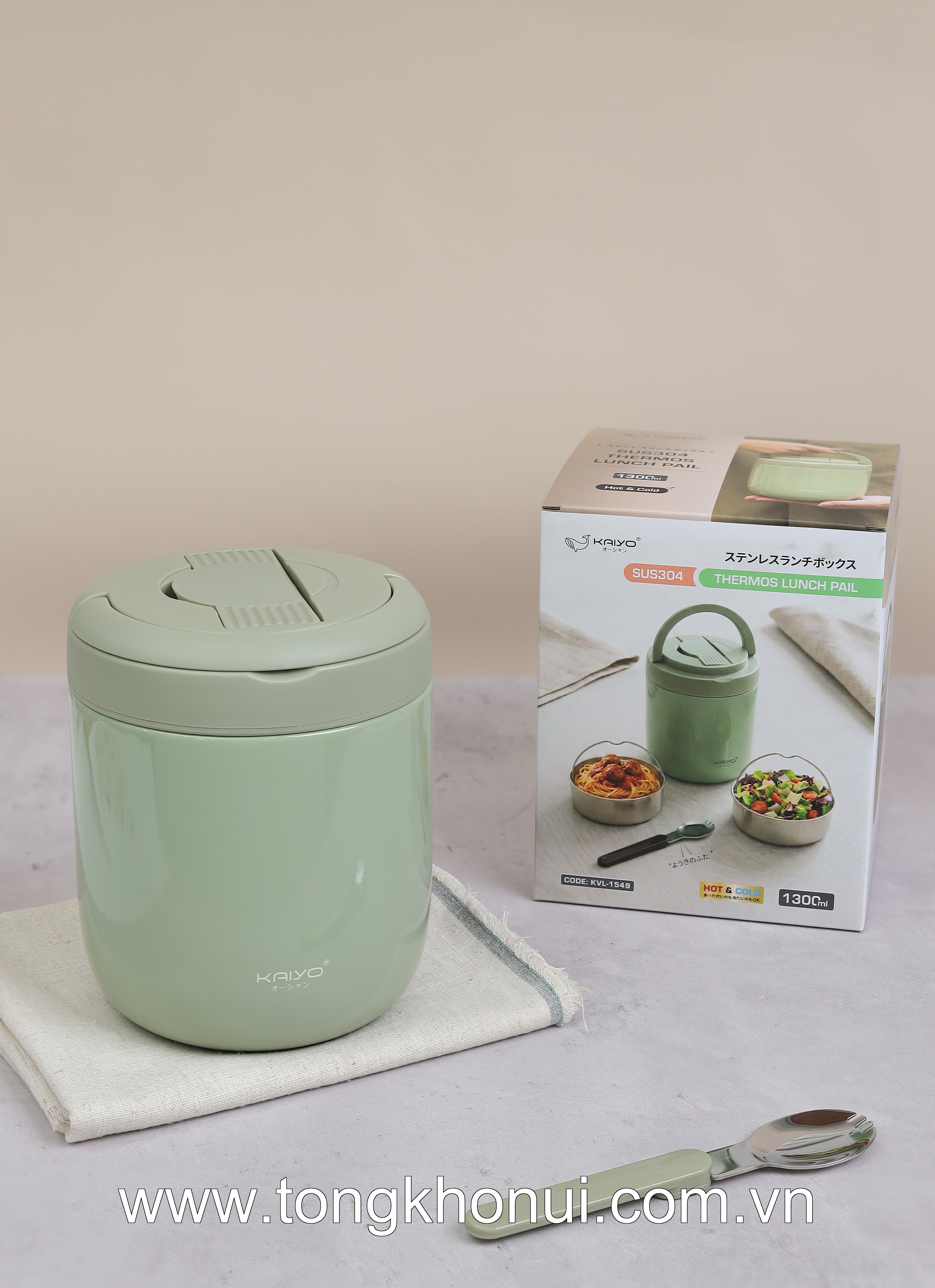 CẶP LỒNG GIỮ NHIỆT 3 NGĂN KAIYO, DUNG TÍCH 1.3L MÀU VÀNG ĐỒNG - MÀU XANH MINT – MÃ KVL-1556/1549/1563 ảnh 18