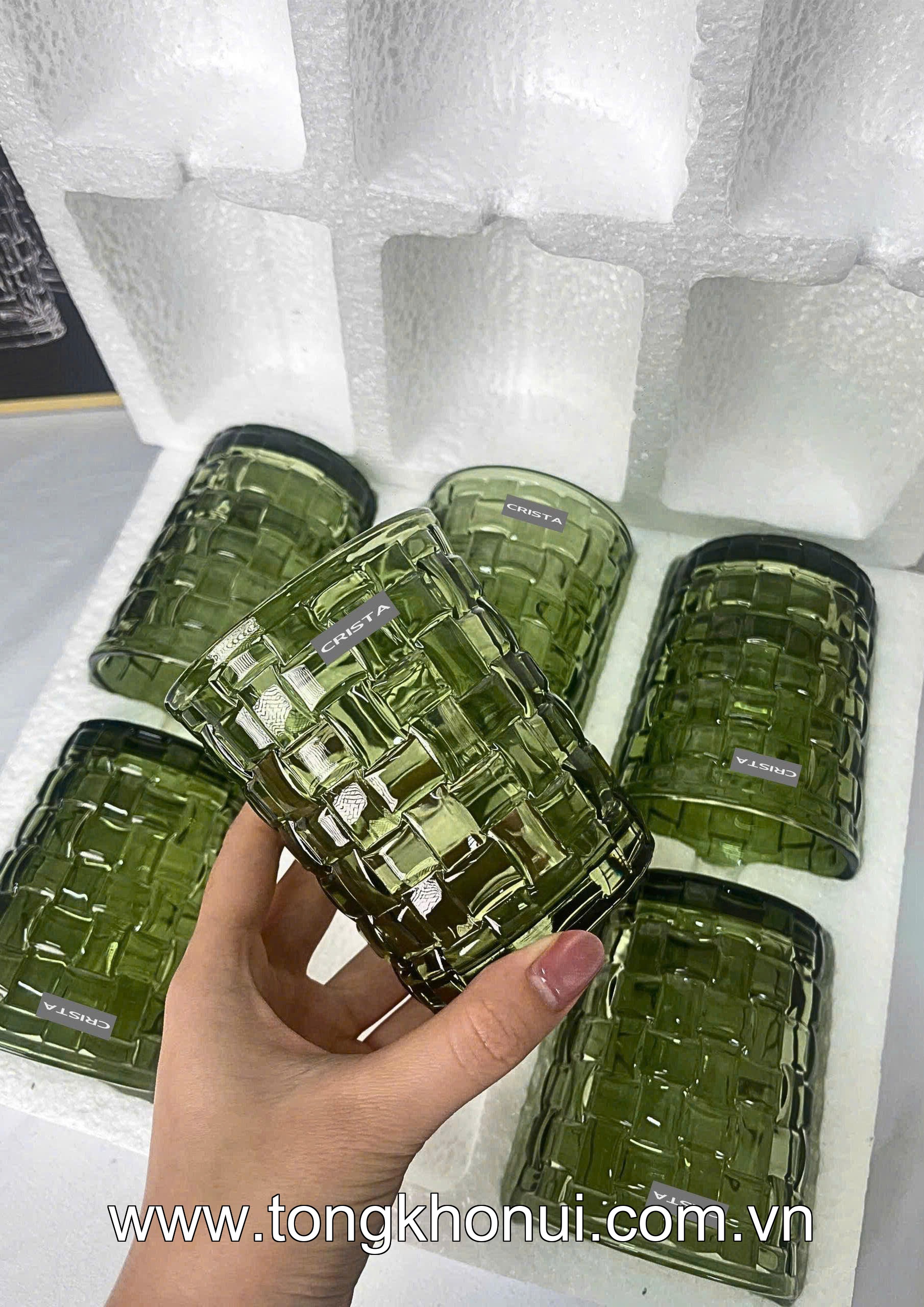 BỘ 6 CỐC THỦY TINH VÂN CARO CRISTA HOME 280ML – CỐC UỐNG NƯỚC ĐẸP, LÀM QUÀ TẶNG SANG (MÃ 60201) ảnh 1