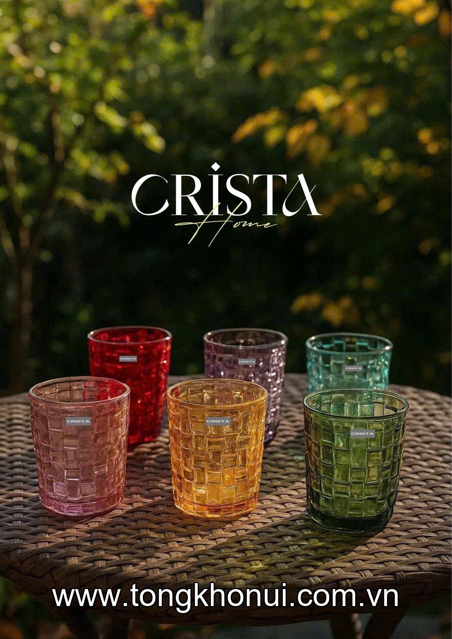 BỘ 6 CỐC THỦY TINH VÂN CARO CRISTA HOME 280ML – CỐC UỐNG NƯỚC ĐẸP, LÀM QUÀ TẶNG SANG (MÃ 60201) ảnh 7