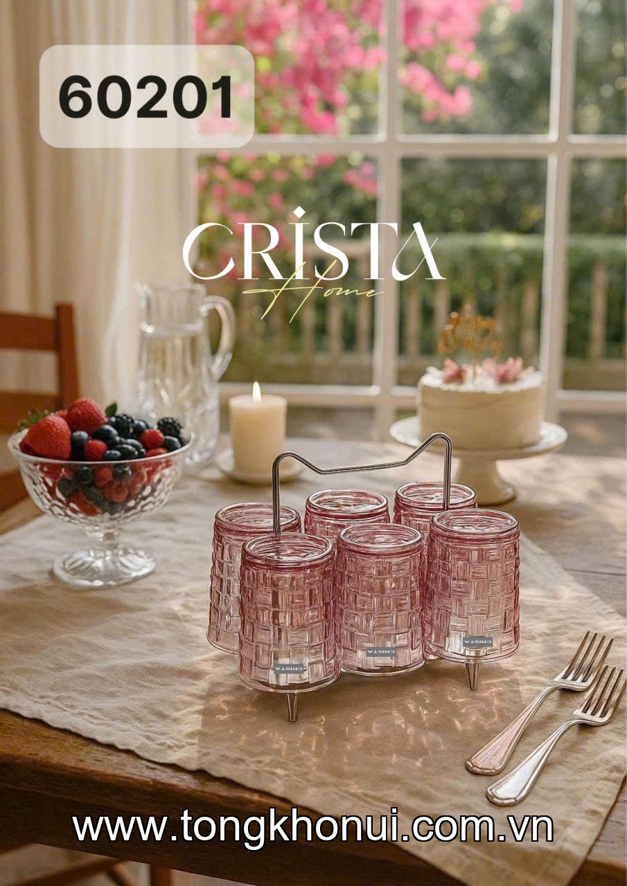 BỘ 6 CỐC THỦY TINH VÂN CARO CRISTA HOME 280ML – CỐC UỐNG NƯỚC ĐẸP, LÀM QUÀ TẶNG SANG (MÃ 60201) ảnh 8