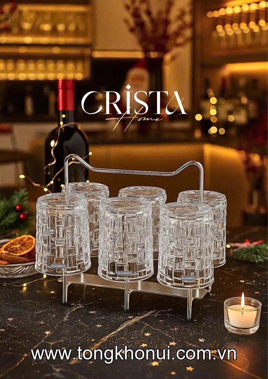 BỘ 6 CỐC THỦY TINH VÂN CARO CRISTA HOME 280ML – CỐC UỐNG NƯỚC ĐẸP, LÀM QUÀ TẶNG SANG (MÃ 60201) ảnh 13