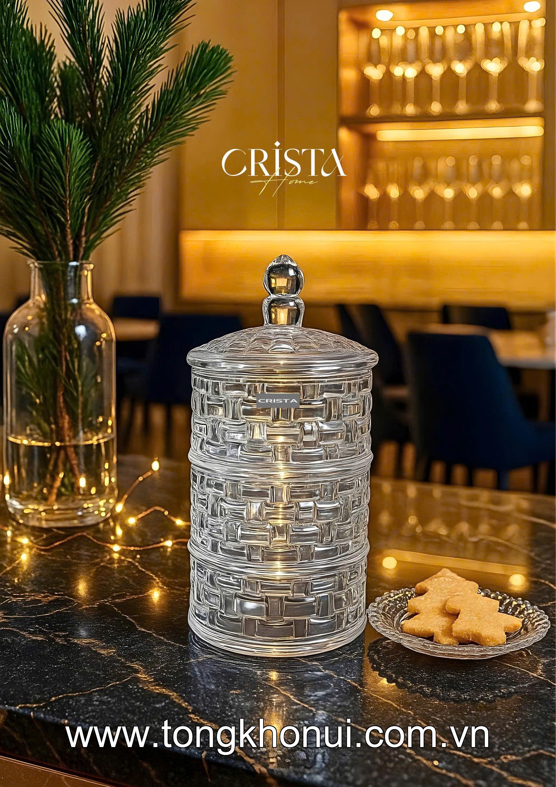HŨ ĐỰNG MỨT 3 TẦNG THỦY TINH VÂN CARO CRISTA HOME – KHAY BÁNH KẸO NGÀY TẾT GỌN ĐẸP (MÃ 60211) ảnh 10