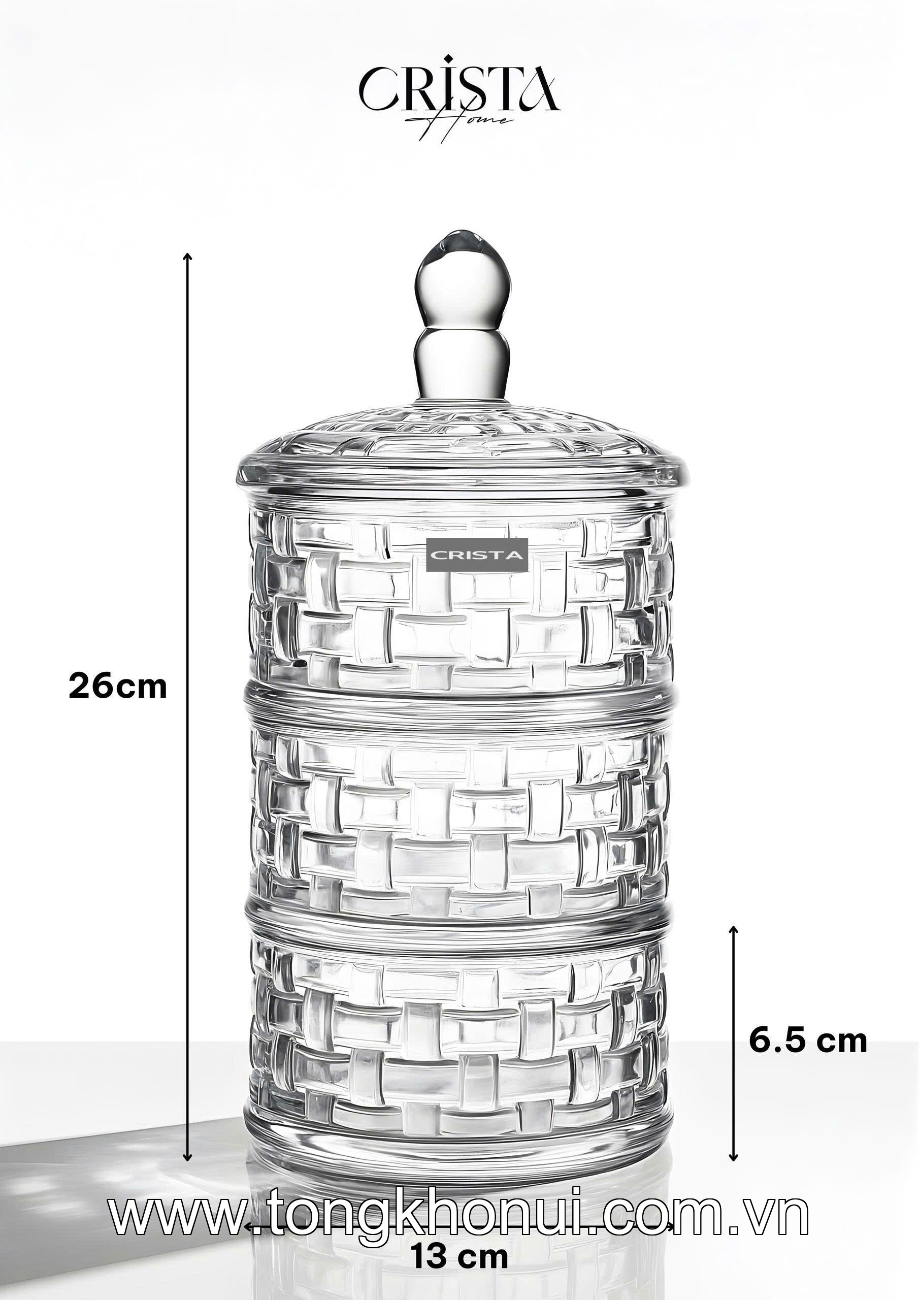 HŨ ĐỰNG MỨT 3 TẦNG THỦY TINH VÂN CARO CRISTA HOME – KHAY BÁNH KẸO NGÀY TẾT GỌN ĐẸP (MÃ 60211) ảnh 17