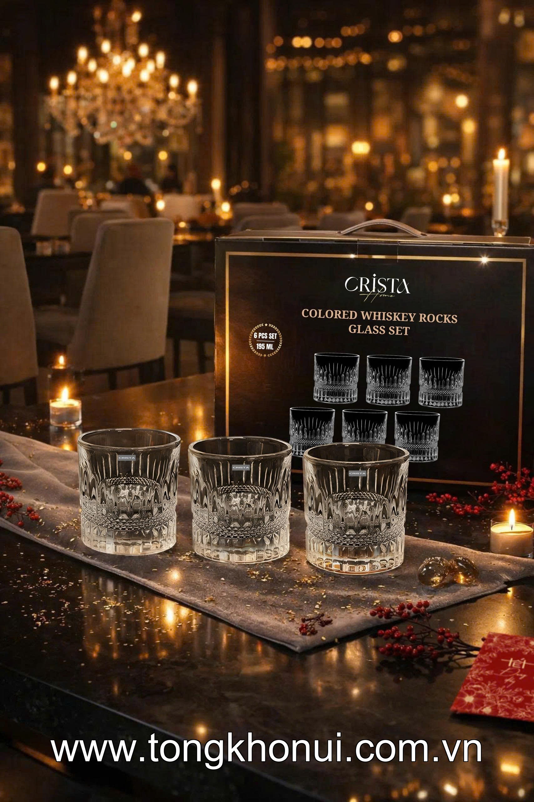 BỘ 6 CỐC RƯỢU WHISKY THỦY TINH 195ML CRISTA HOME – LY UỐNG RƯỢU TIẾP KHÁCH SANG TRỌNG (MÃ 60221) ảnh 5