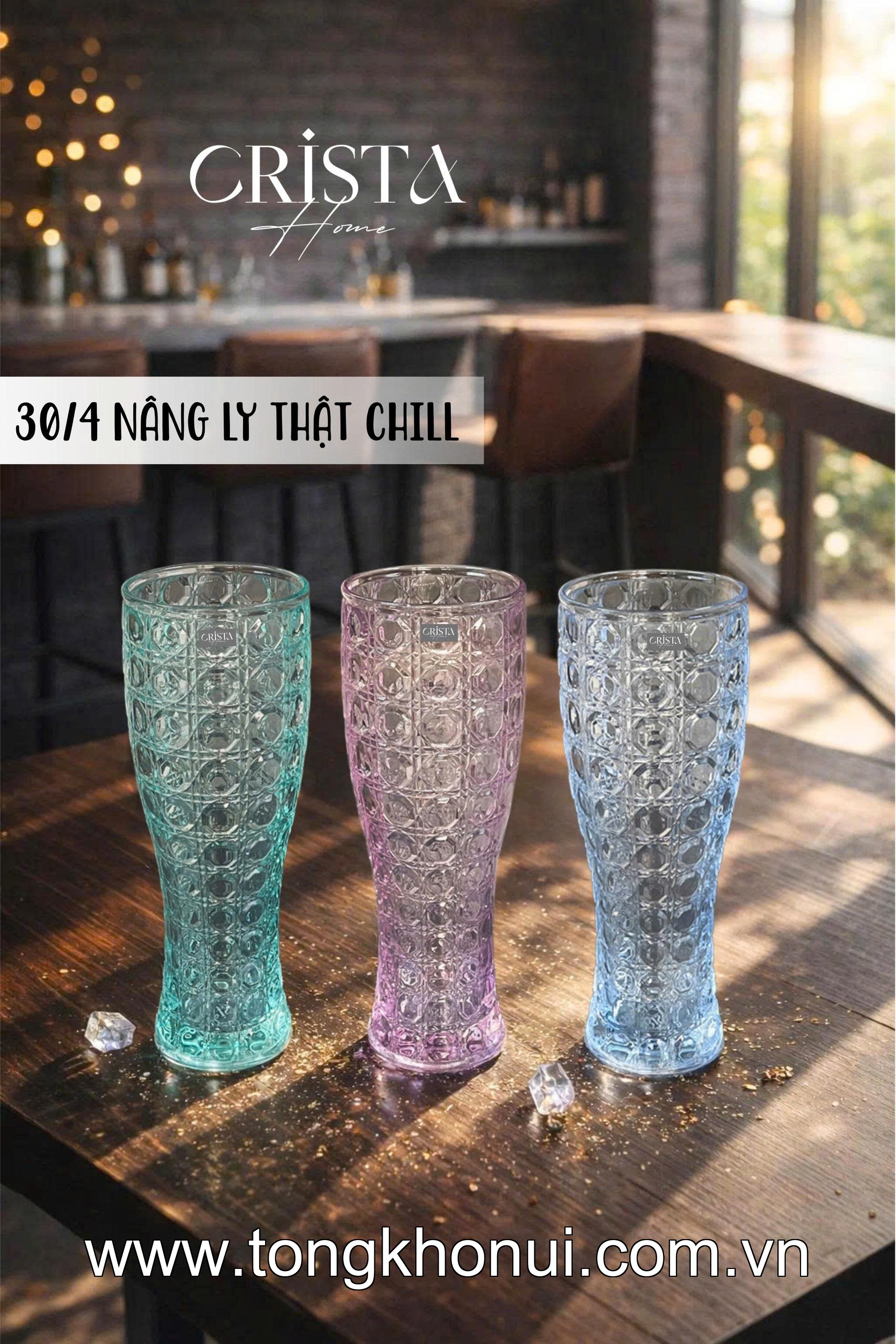 BỘ 6 LY THỦY TINH VÂN PHA LÊ ĐA NĂNG 440ML CRISTA HOME – LY UỐNG BIA, SINH TỐ DÁNG CHÂU ÂU (MÃ 60245) ảnh 11