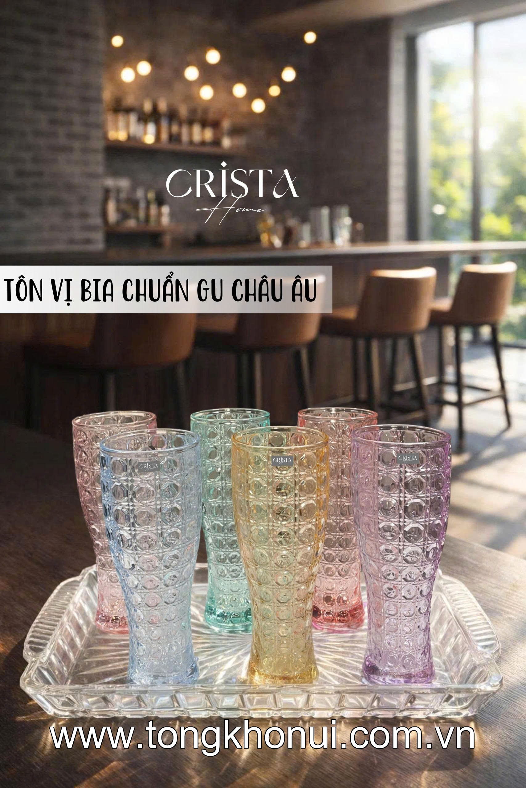 BỘ 6 LY THỦY TINH VÂN PHA LÊ ĐA NĂNG 440ML CRISTA HOME – LY UỐNG BIA, SINH TỐ DÁNG CHÂU ÂU (MÃ 60245) ảnh 13