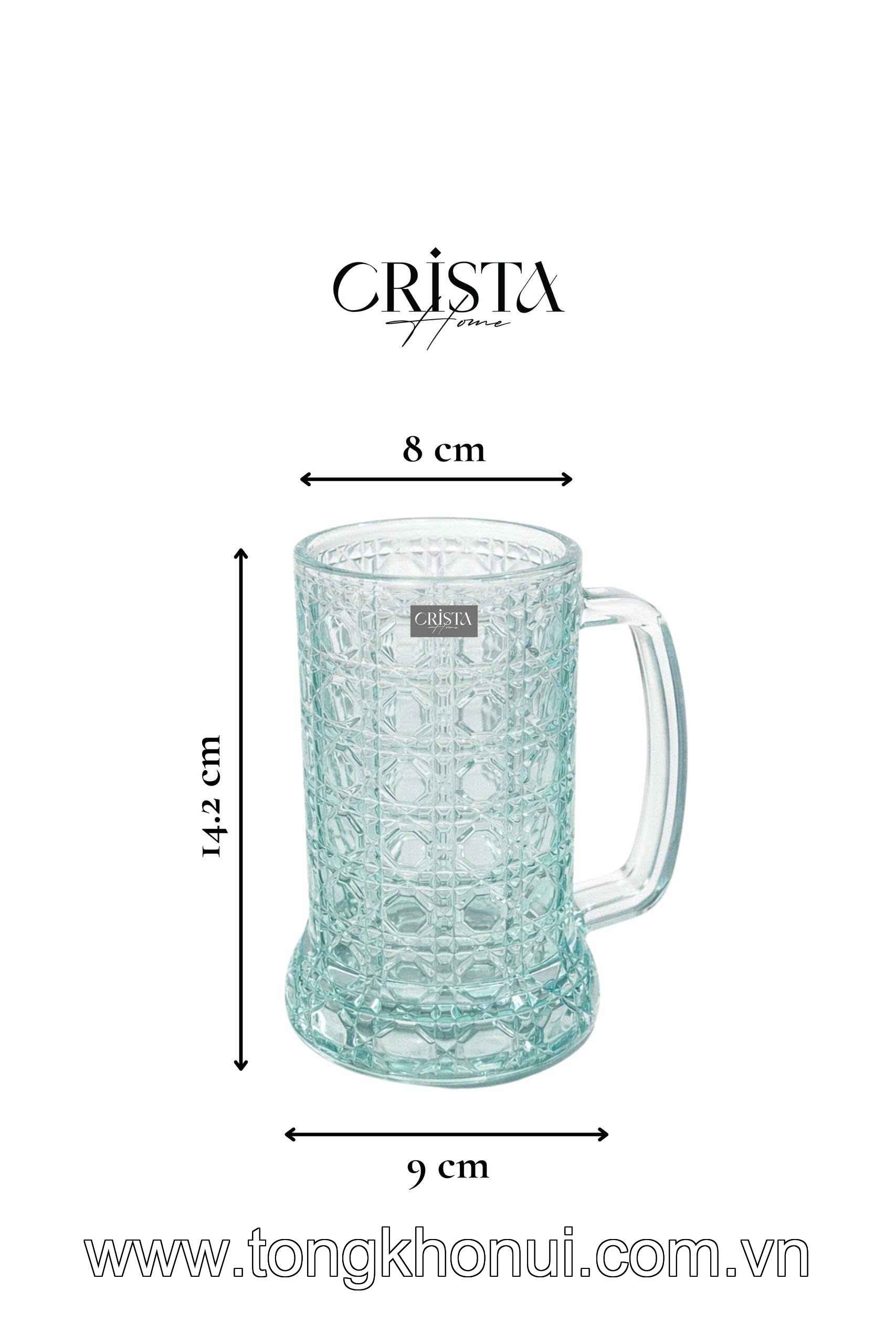 BỘ 6 CỐC BIA THỦY TINH VÂN PHA LÊ CÓ QUAI 420ML CRISTA HOME – CỐC UỐNG BIA CAO CẤP (MÃ 60246) ảnh 20