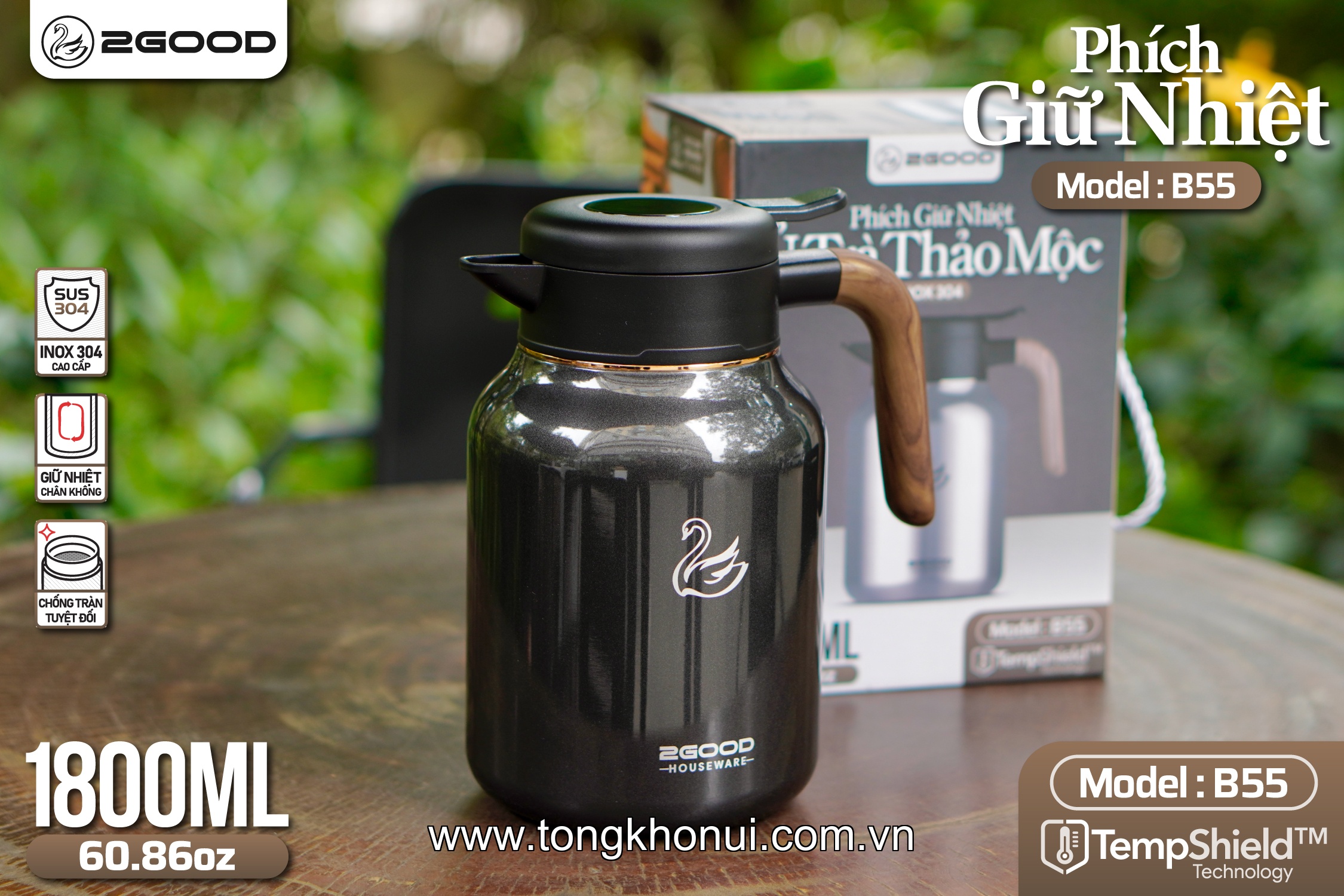 PHÍCH GIỮ NHIỆT 2GOOD B55 – DUNG TÍCH 1.8L GIỮ NÓNG/LẠNH 24H ảnh 6
